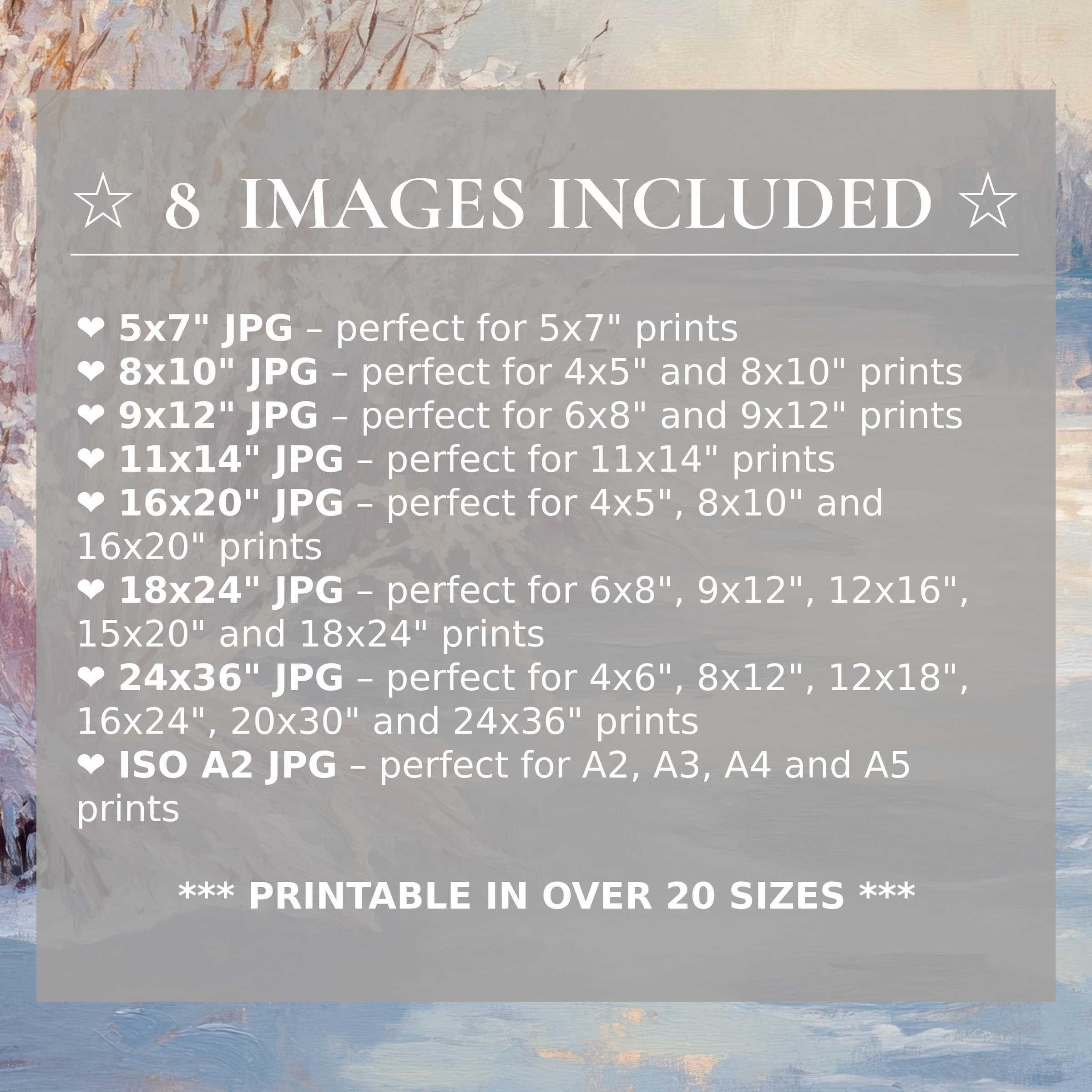 Winter digital print radiates serene blues and gentle creams, included in 8 high-quality sizes to elevate modern interiors with effortless style and flexible décor