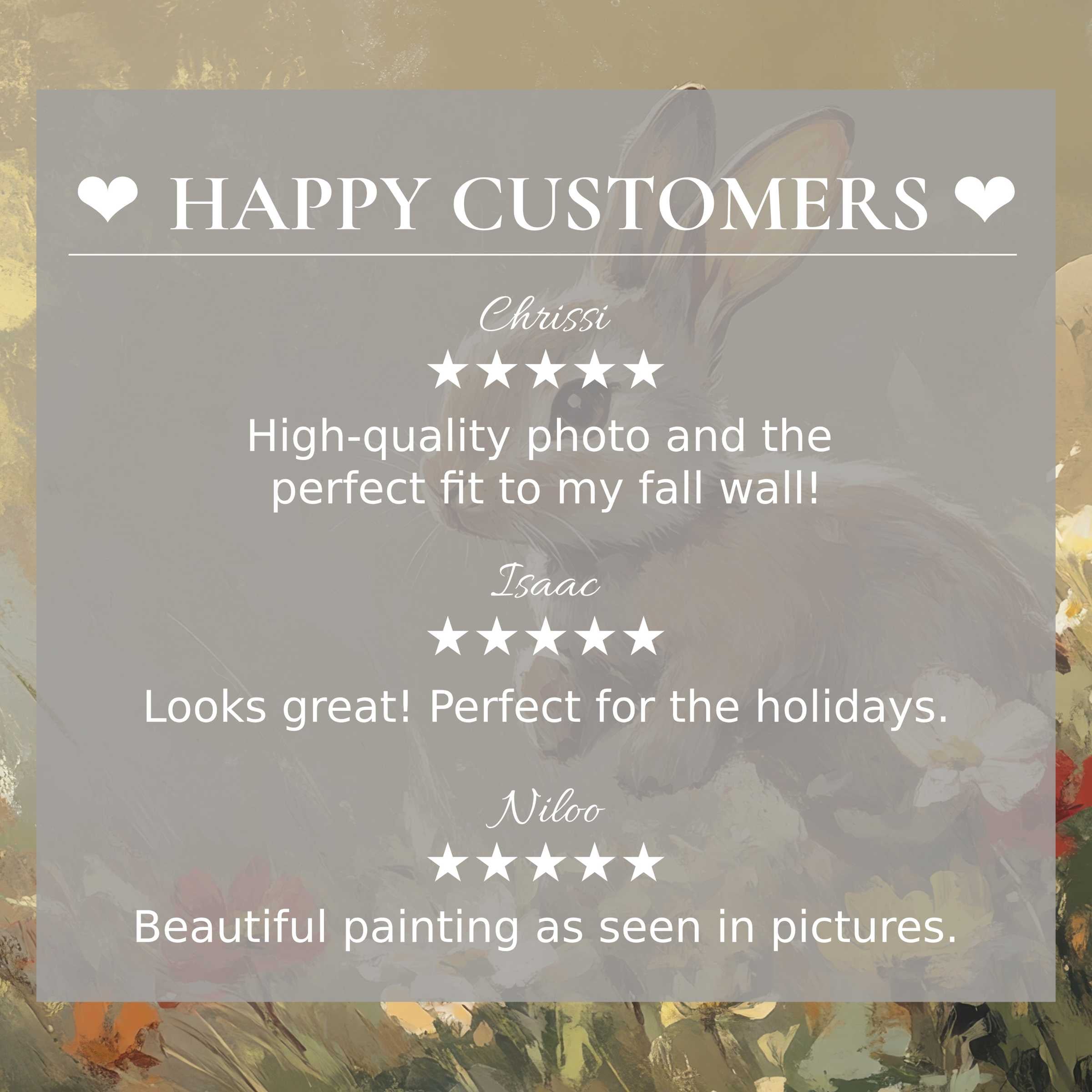 Elegant easter art for Frame TV with soft autumnal hues, showcasing happy customer reviews that inspire trust and style