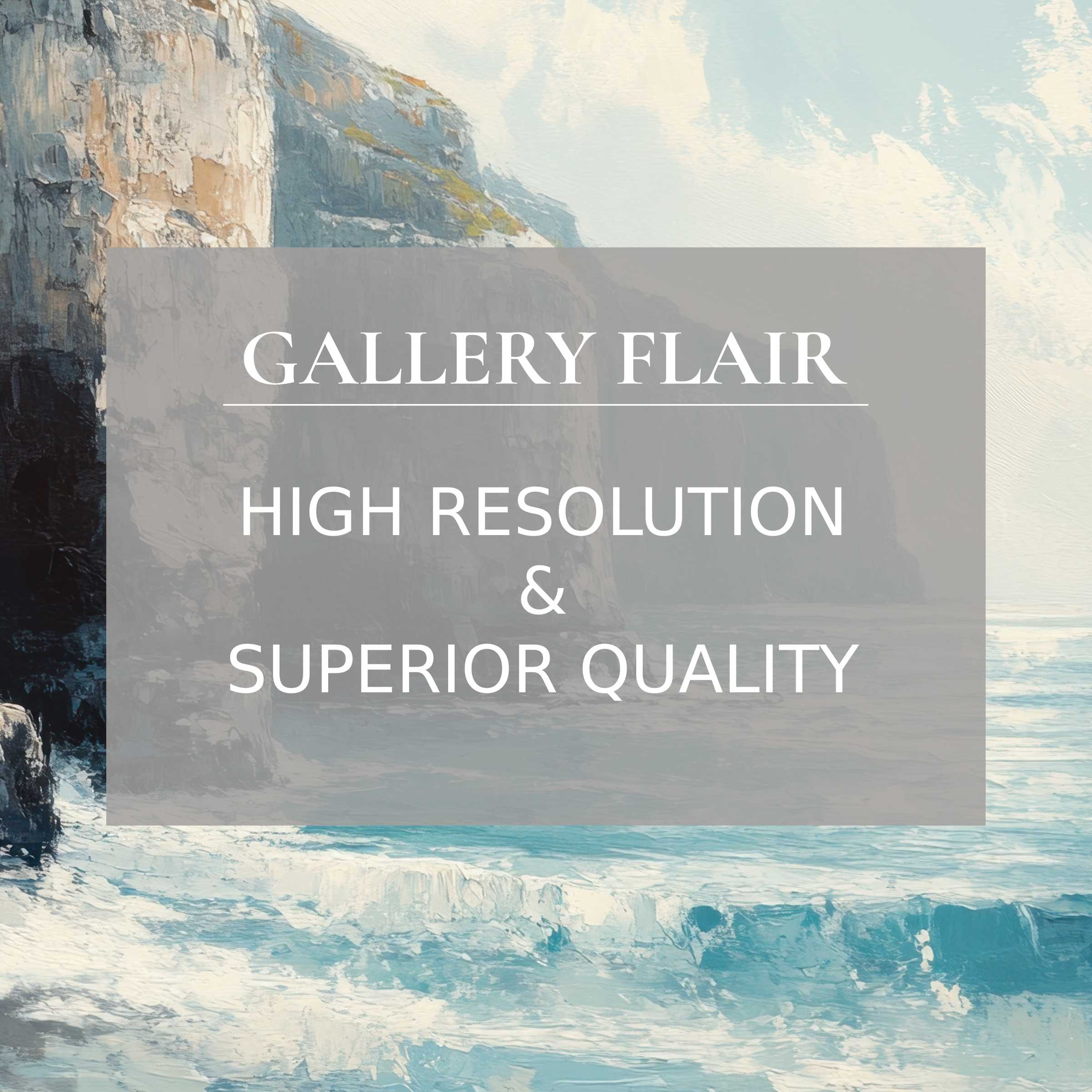 Calming summer printable art of serene coastal cliffs and waves, elevating modern interiors with refined, high-resolution detail