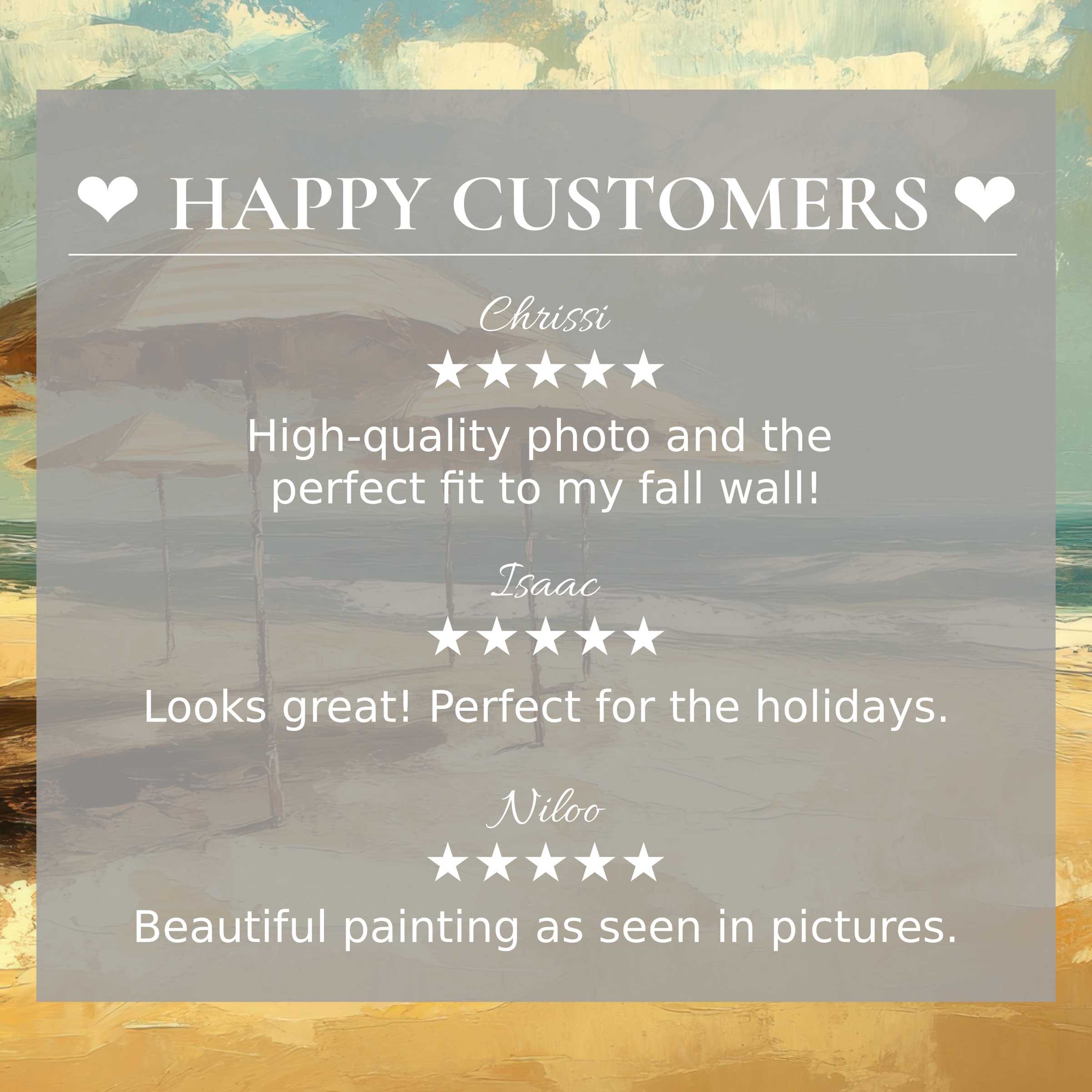 Beach art for Frame TV with abstract sunset hues, happy customer reviews build trust and elegant home style appeal