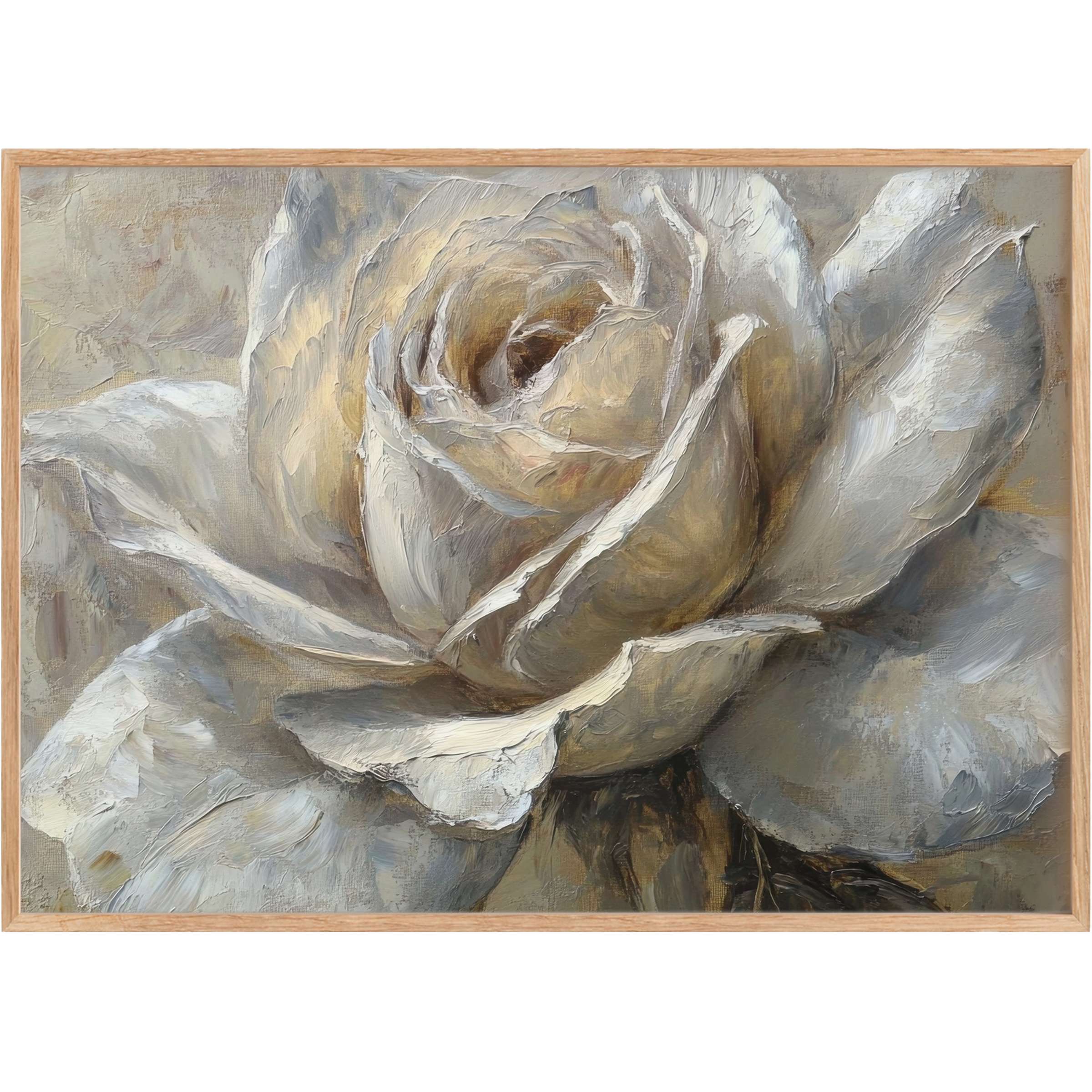 Soft beige and gray hues form a serene, textured rose-botanical printable wall art that elevates calming, elegant spaces