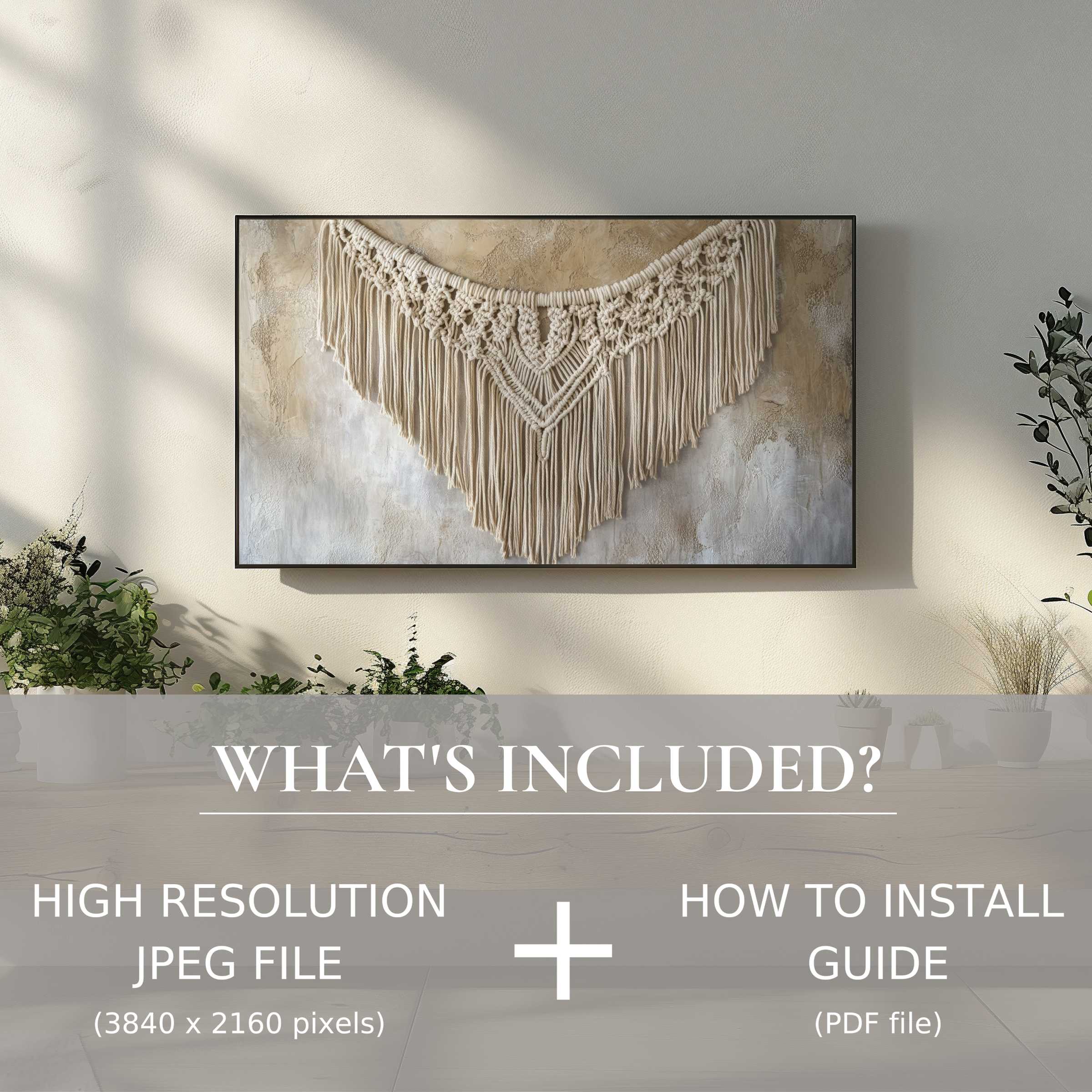 Elegant boho digital TV art download enhances living space with easy digital use, adding stylish warmth and texture