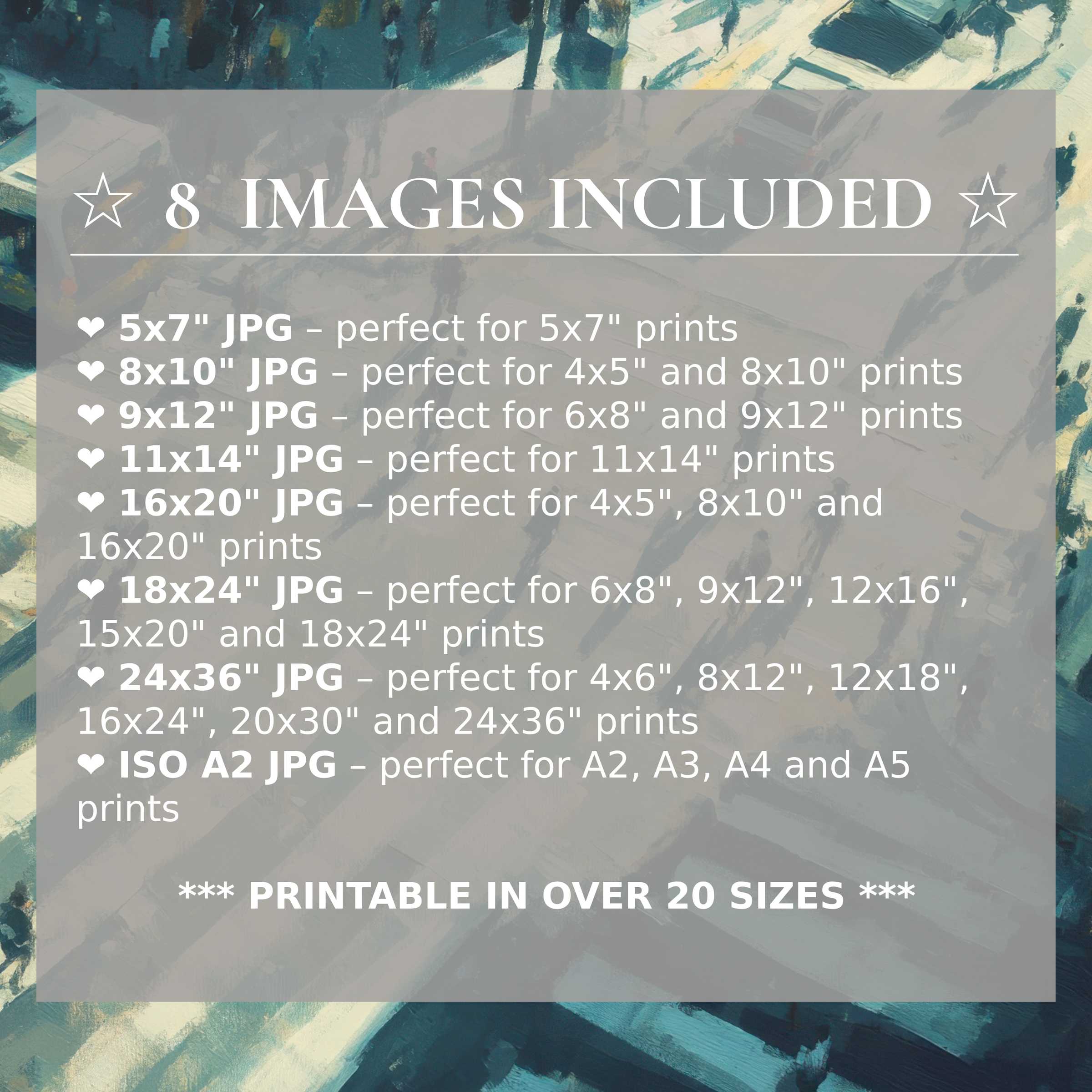 Urban digital print with radiant teal and calming cream hues, included in 8 high-res sizes to elevate modern interiors with versatile style