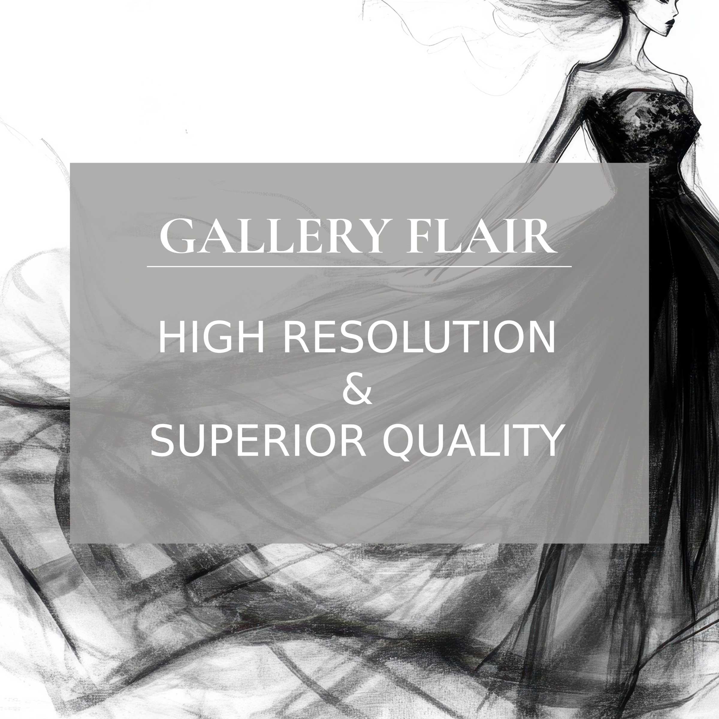 Elegant black and white printable art capturing a flowing gown’s bold, refined movement in premium high-res detail