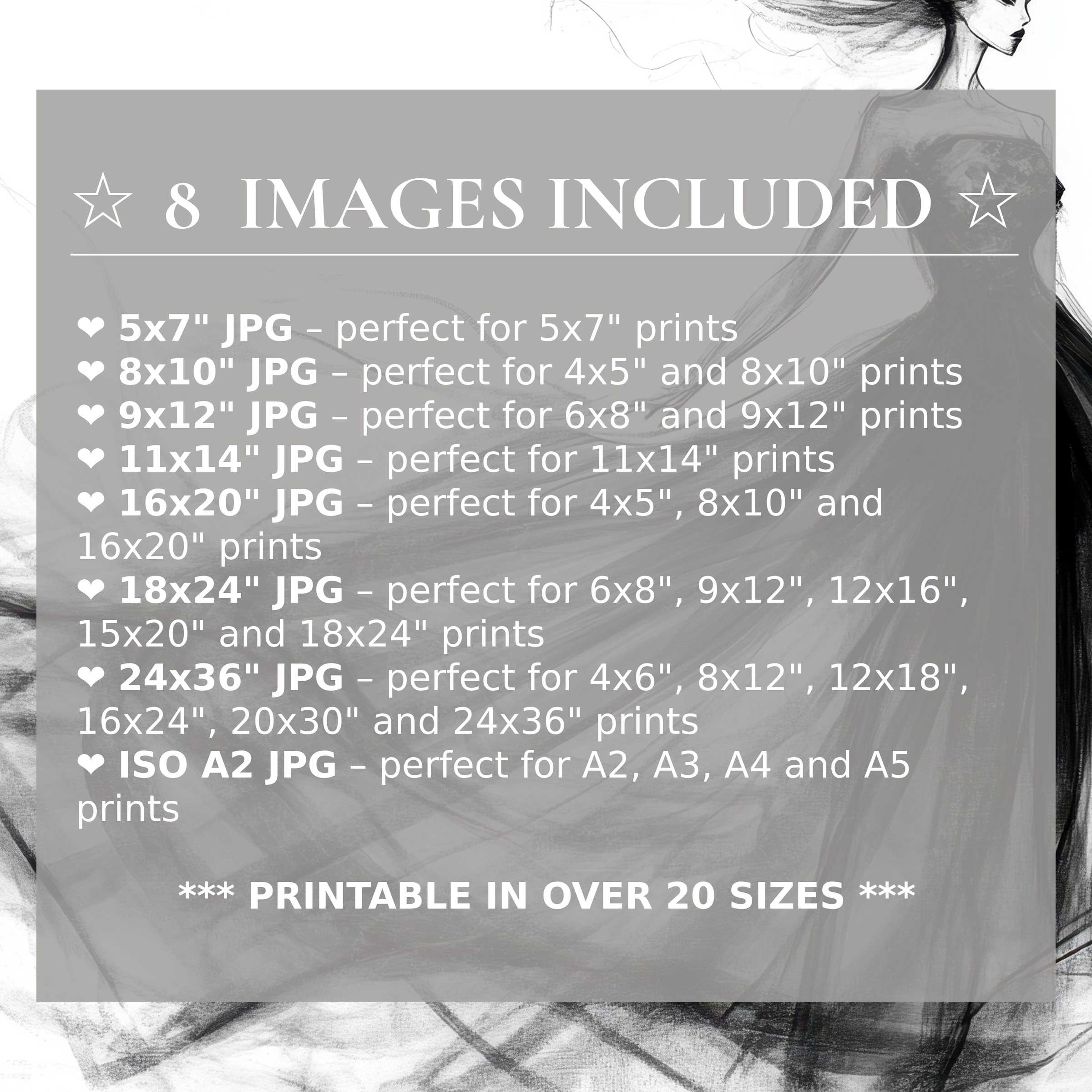 Black and white digital print exuding bold elegance and refined contrast, available in 8 high-quality sizes for seamless modern interior styling