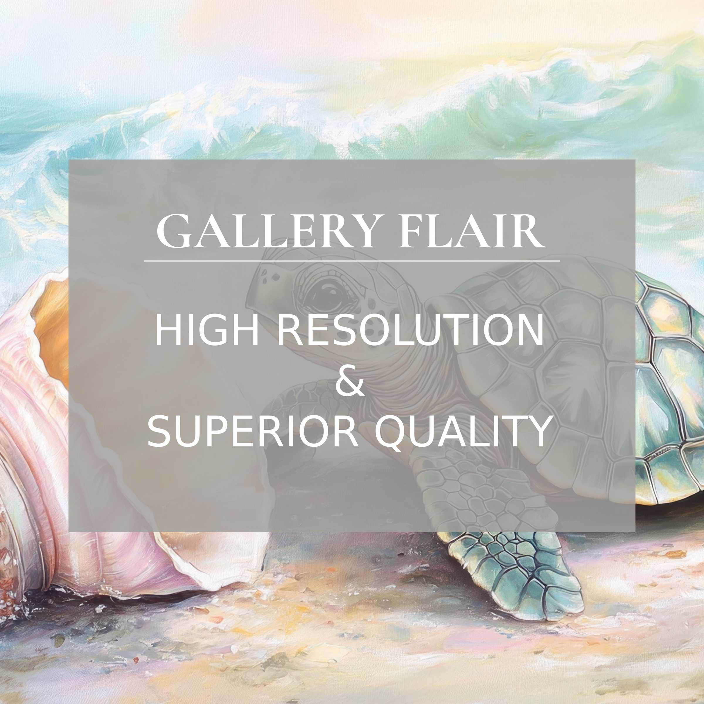 Serene nursery printable art featuring a gentle sea turtle by pastel seashells, radiating calm with exquisite high-resolution detail for luxe modern nurseries