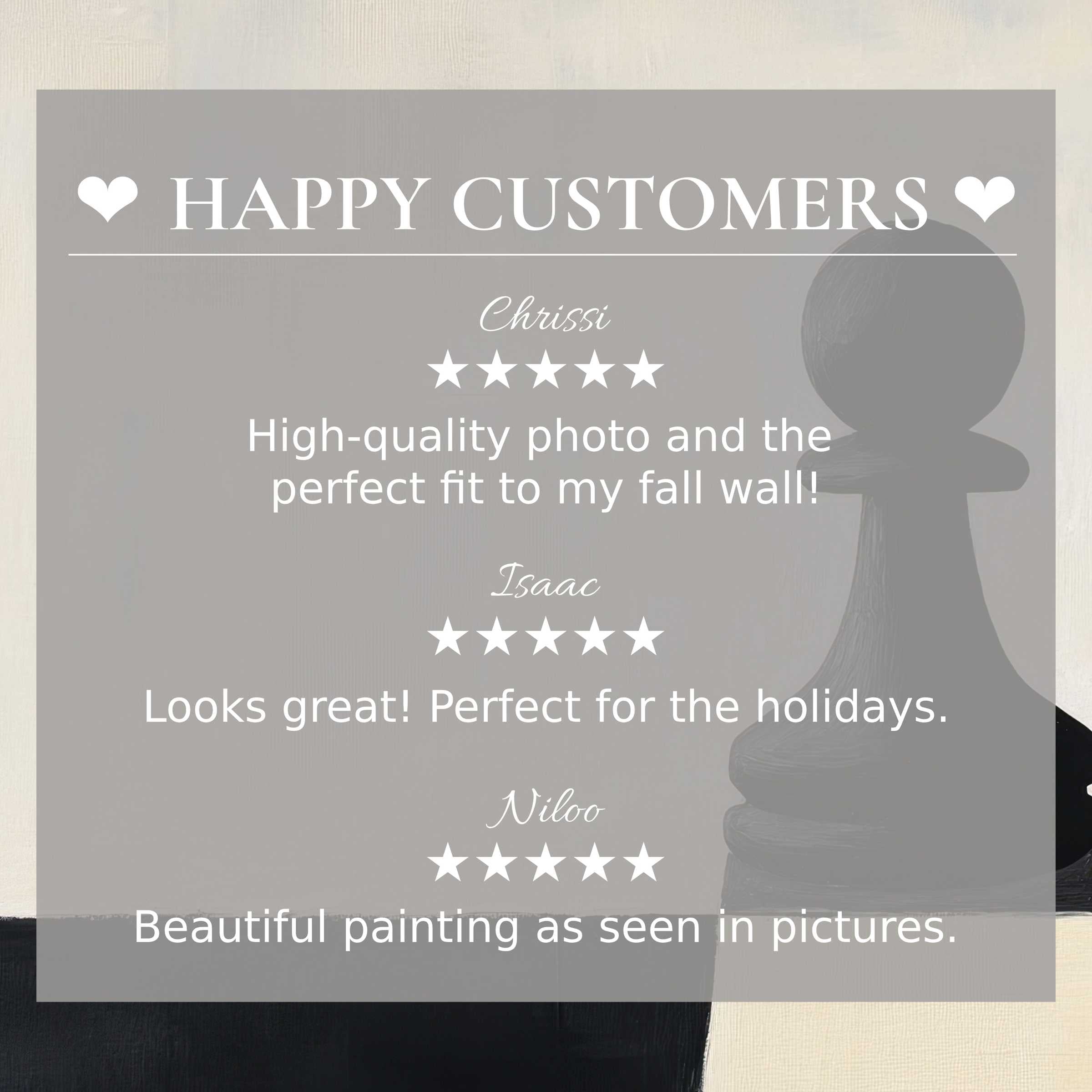 Minimalist art for Frame TV with abstract sunset colors, showcasing happy customer reviews and refined trust