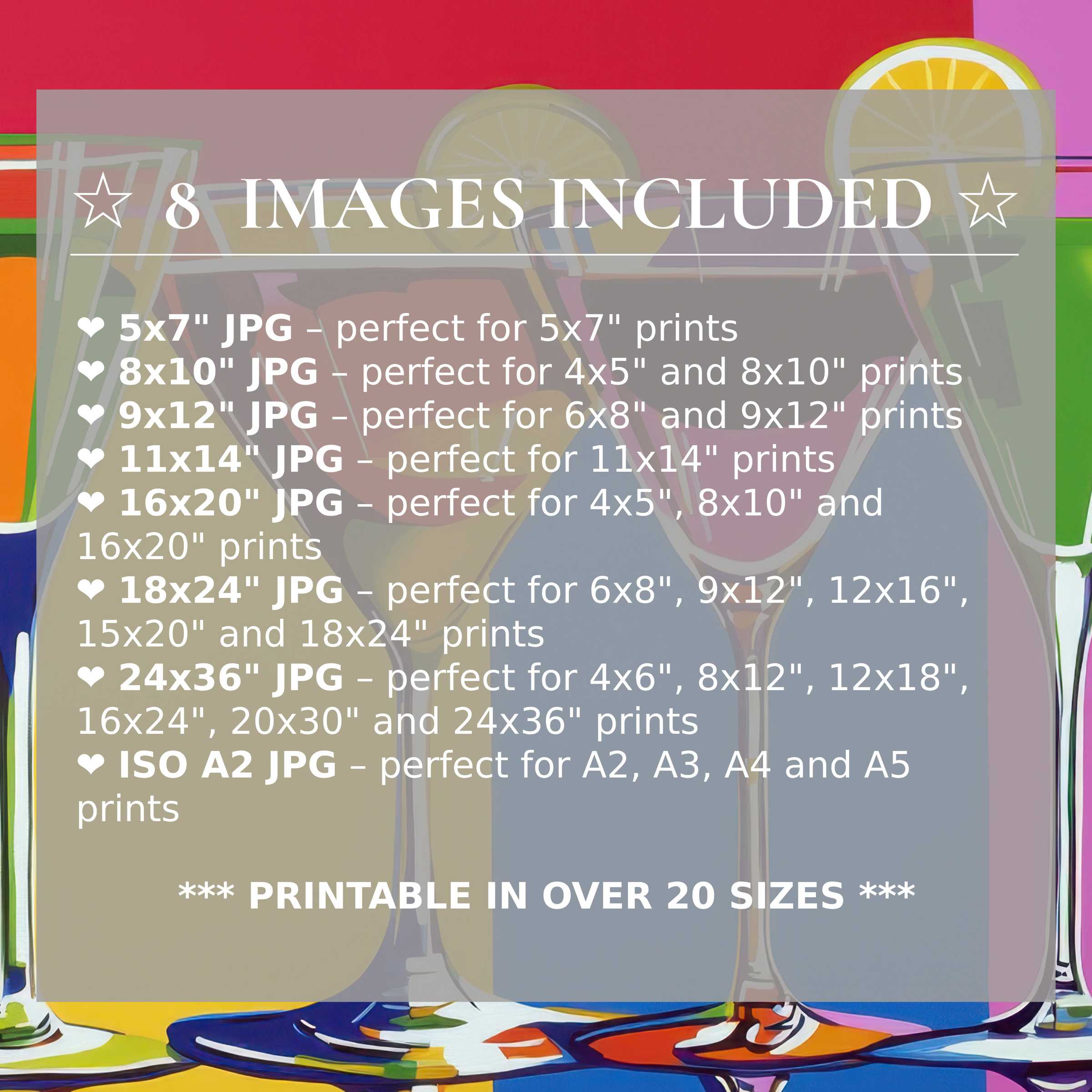 Bold pop art digital print radiates vibrant reds, yellows, and greens, elevating modern interiors with luxury and 8 high-quality sizes included