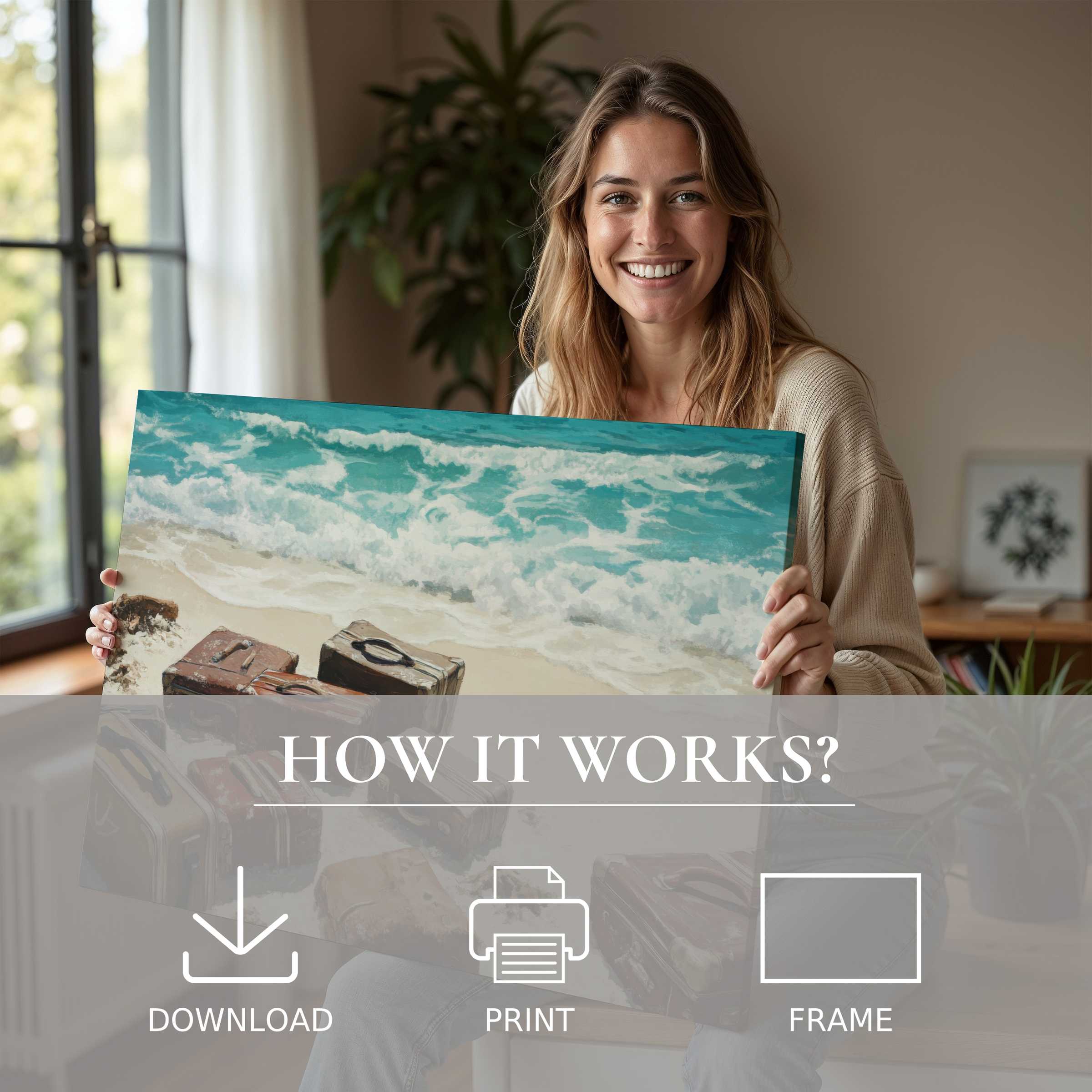 A serene moment of joy connecting with street art digital art print, embodying effortless elegance for stylish, soulful living