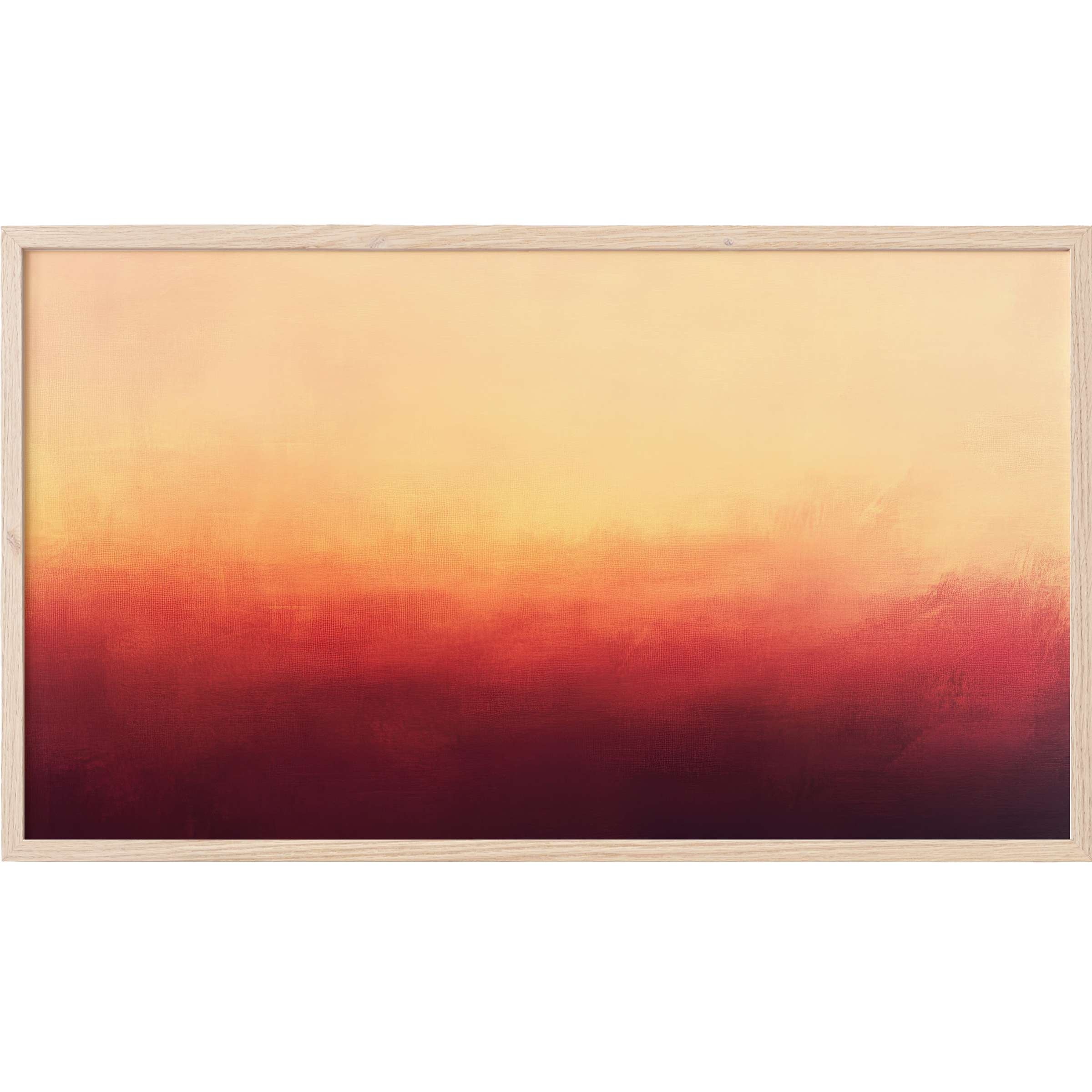 Abstract Frame TV Art with warm gradient hues blending creamy beige, fiery orange, and deep burgundy in a modern minimalist style