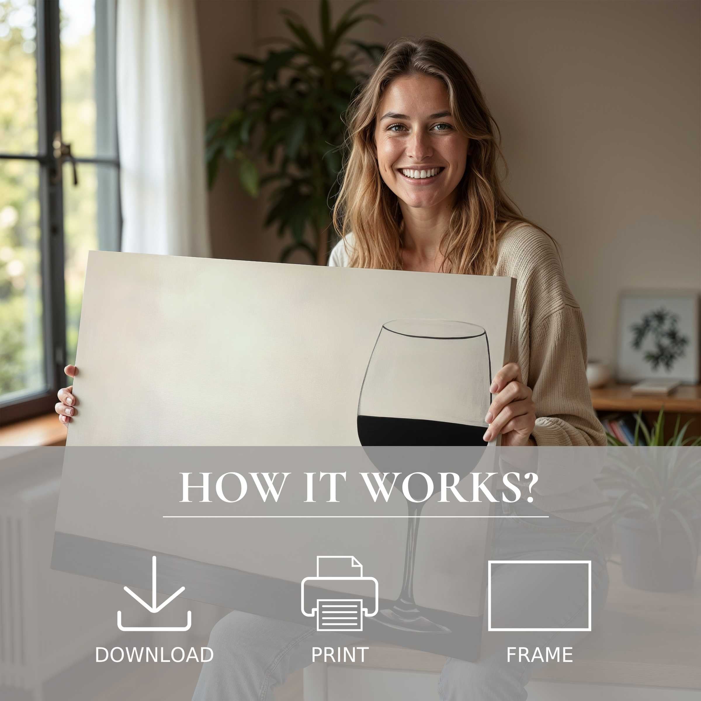 Joy radiates in a stylish modern home as minimalist digital art print elevates serene living with effortless elegance