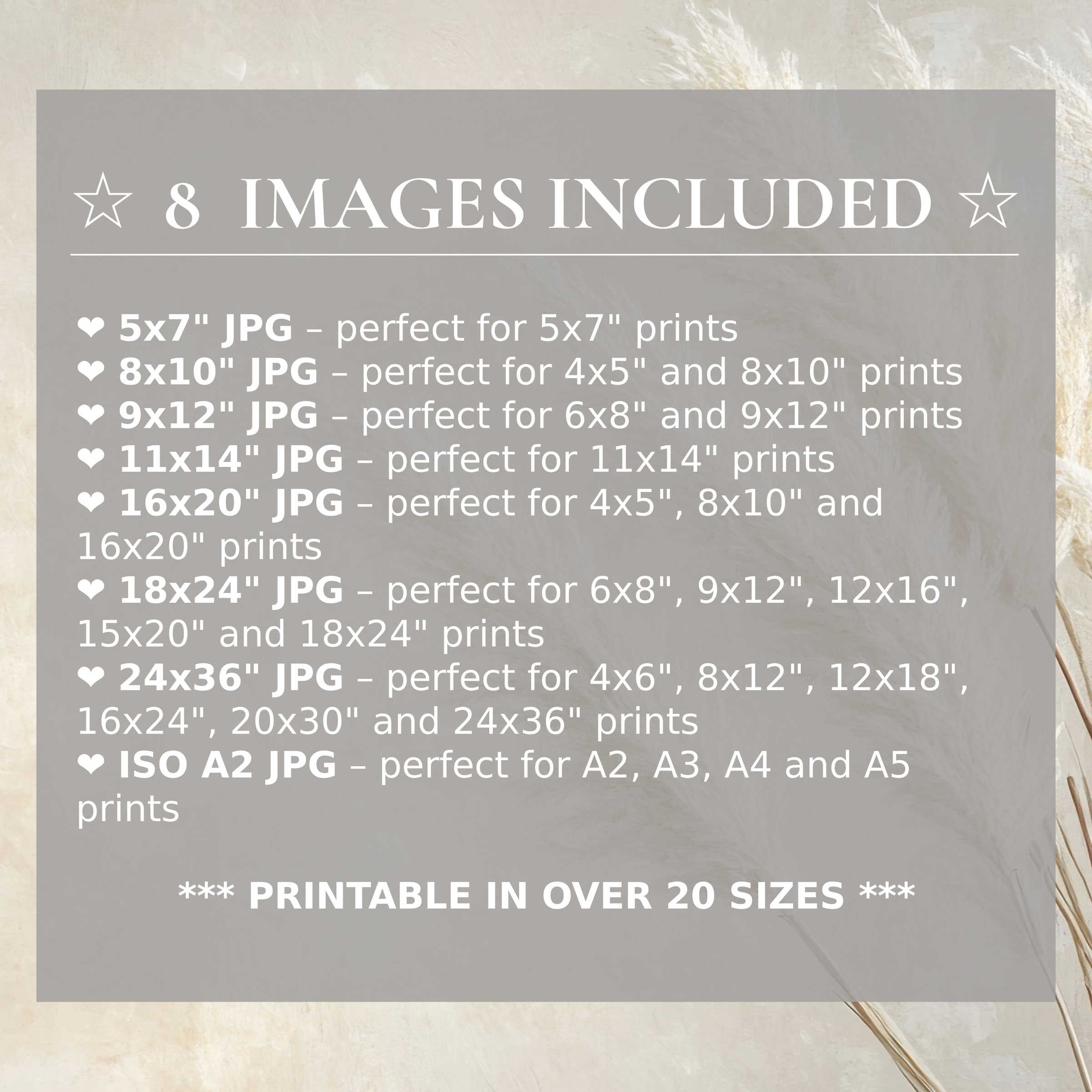 Boho digital print radiates warm, earthy tones for a calming, elegant vibe in modern interiors; includes 8 high-quality sizes