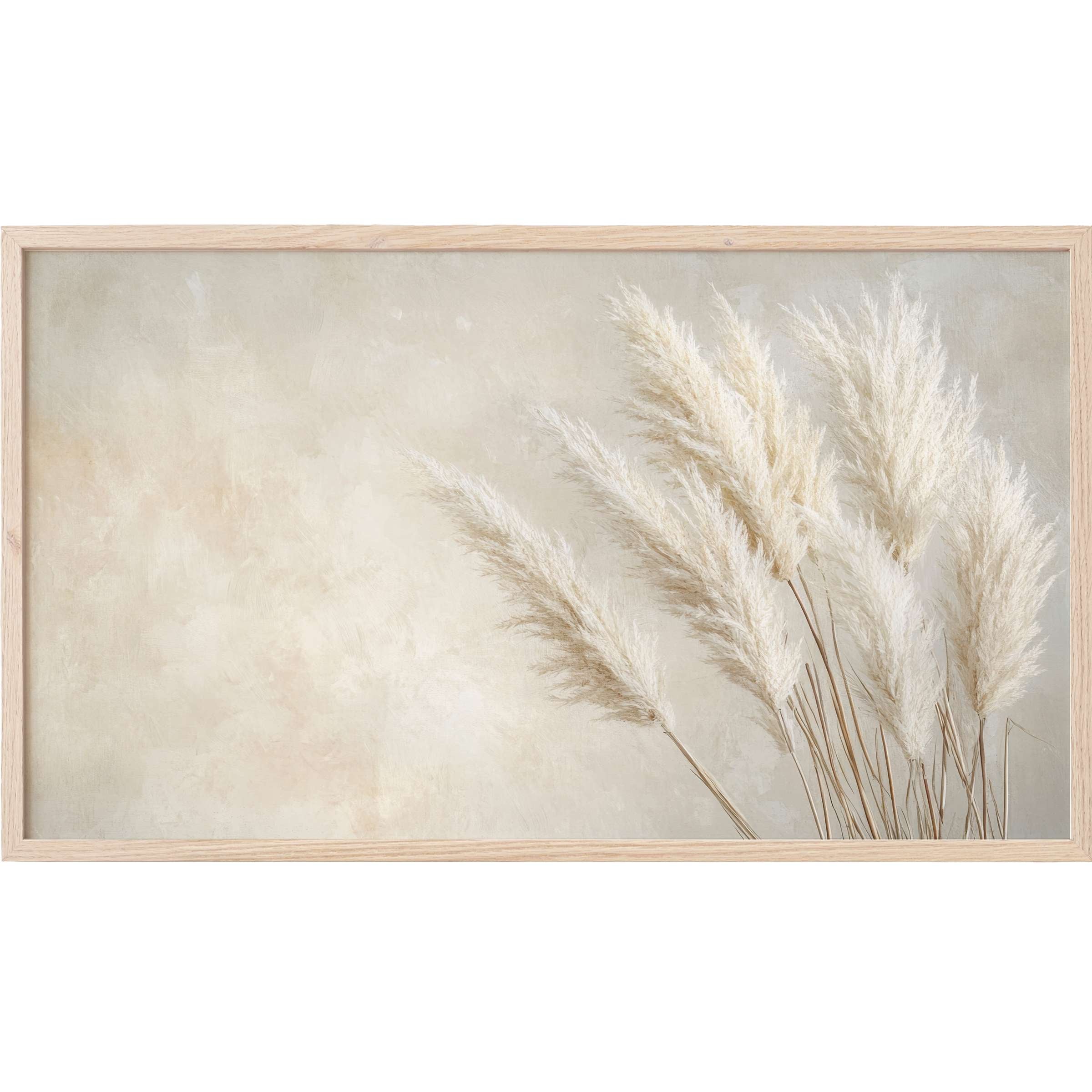 Minimalist pampas grass in soft beige tones with textured background, perfect boho Frame TV Art for chic interiors