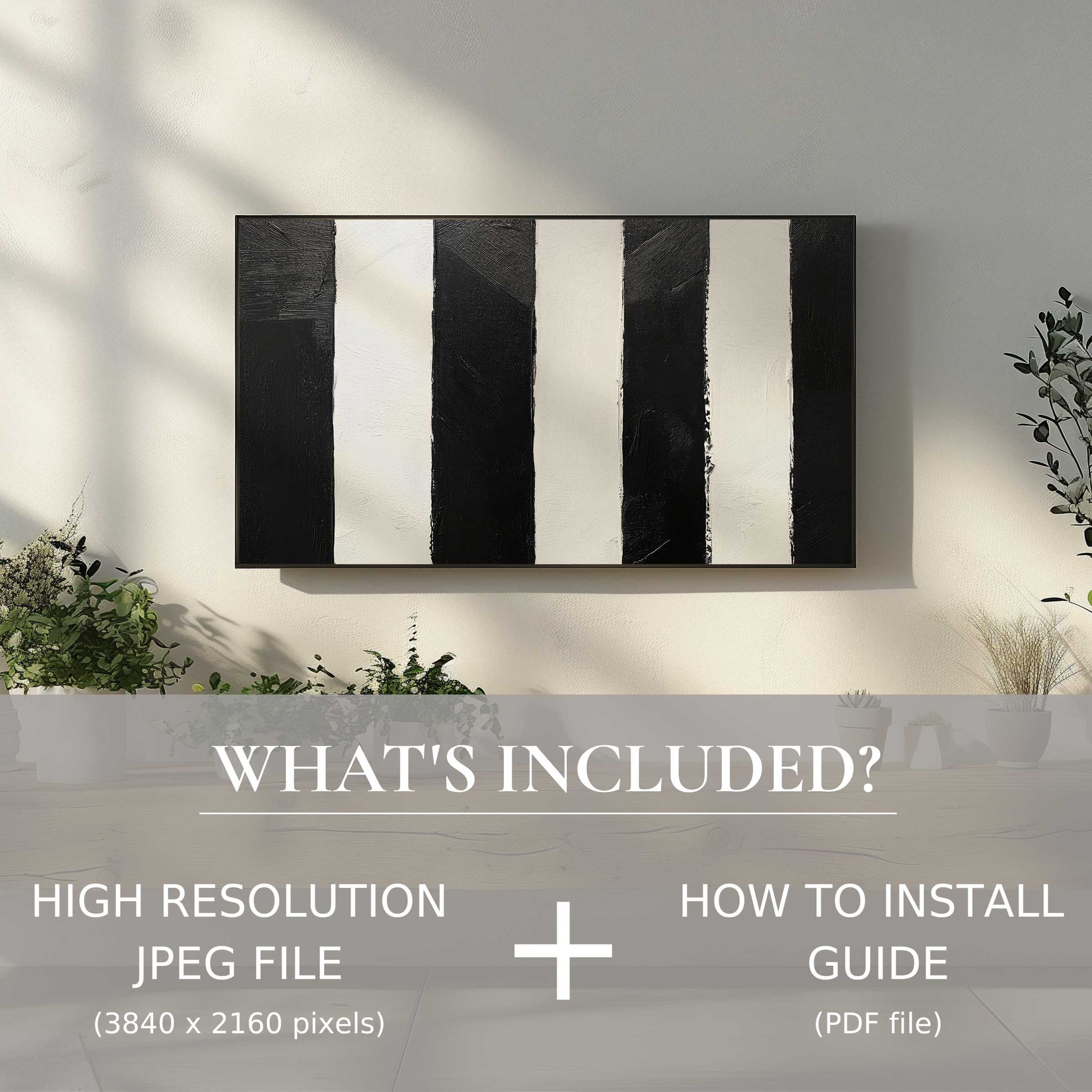 Elegant living room featuring a neutral digital TV art download; easy digital use enhances stylish spaces