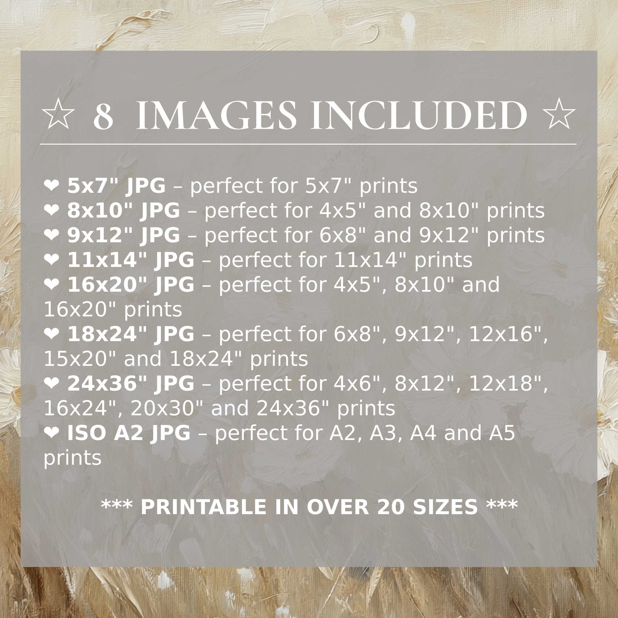 Vintage digital print featuring radiant earth tones and soft neutrals, delivered in 8 high-quality sizes for versatile, elegant home styling