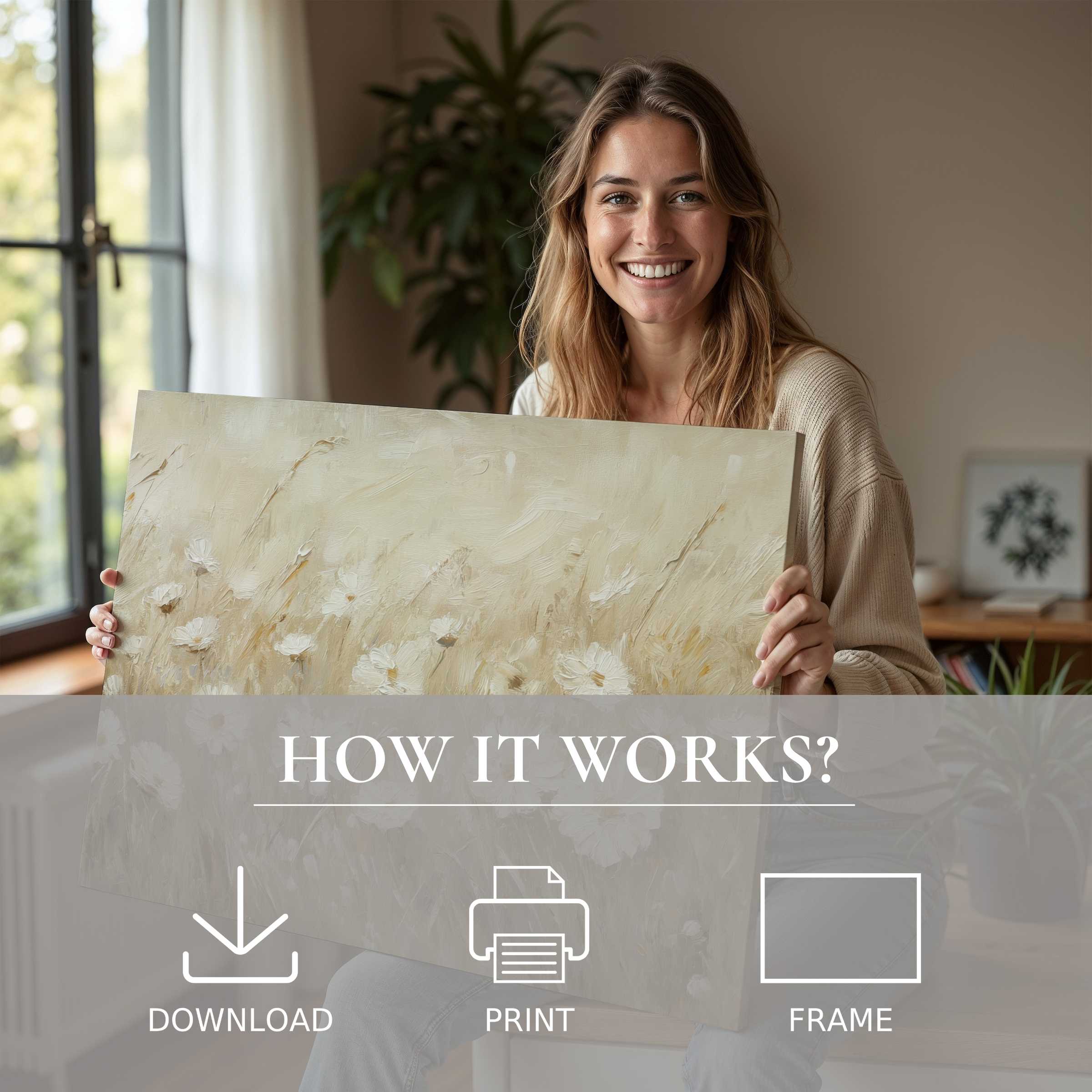 Refined vintage digital art print bringing serene warmth and joy, effortlessly elevating modern living with timeless abstract charm
