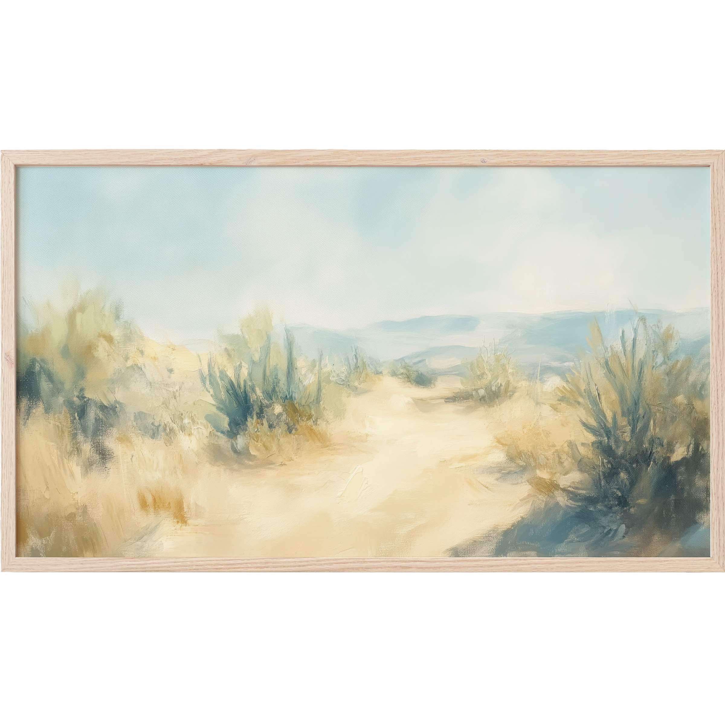 Soft desert landscape in muted earth tones, impressionist brushstrokes, elegant landscape Frame TV Art design