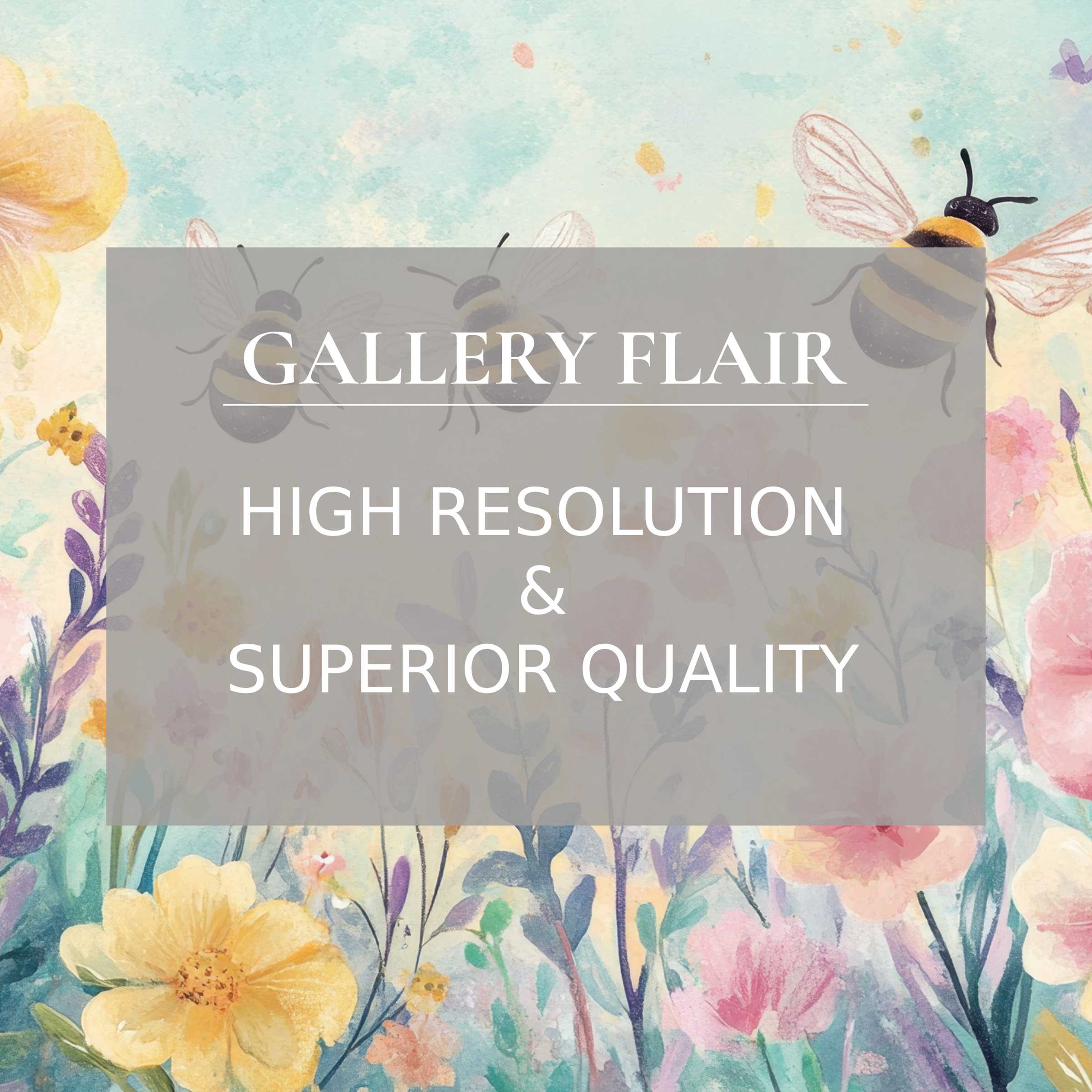 Elegant, high-resolution watercolor bees and flowers, perfect as a refined nursery Frame TV picture with vivid clarity