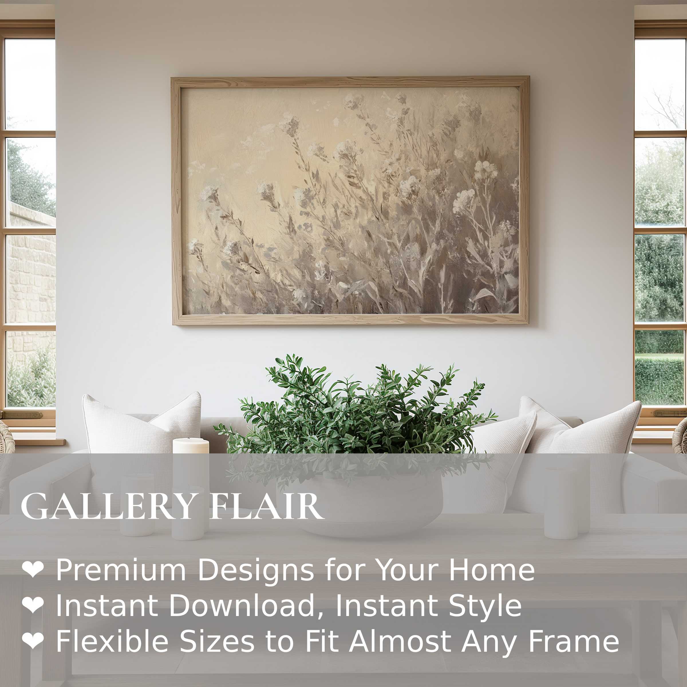 Botanical wall art print with soft, muted earth tones, enriching minimal modern interiors with calming, nature-inspired elegance