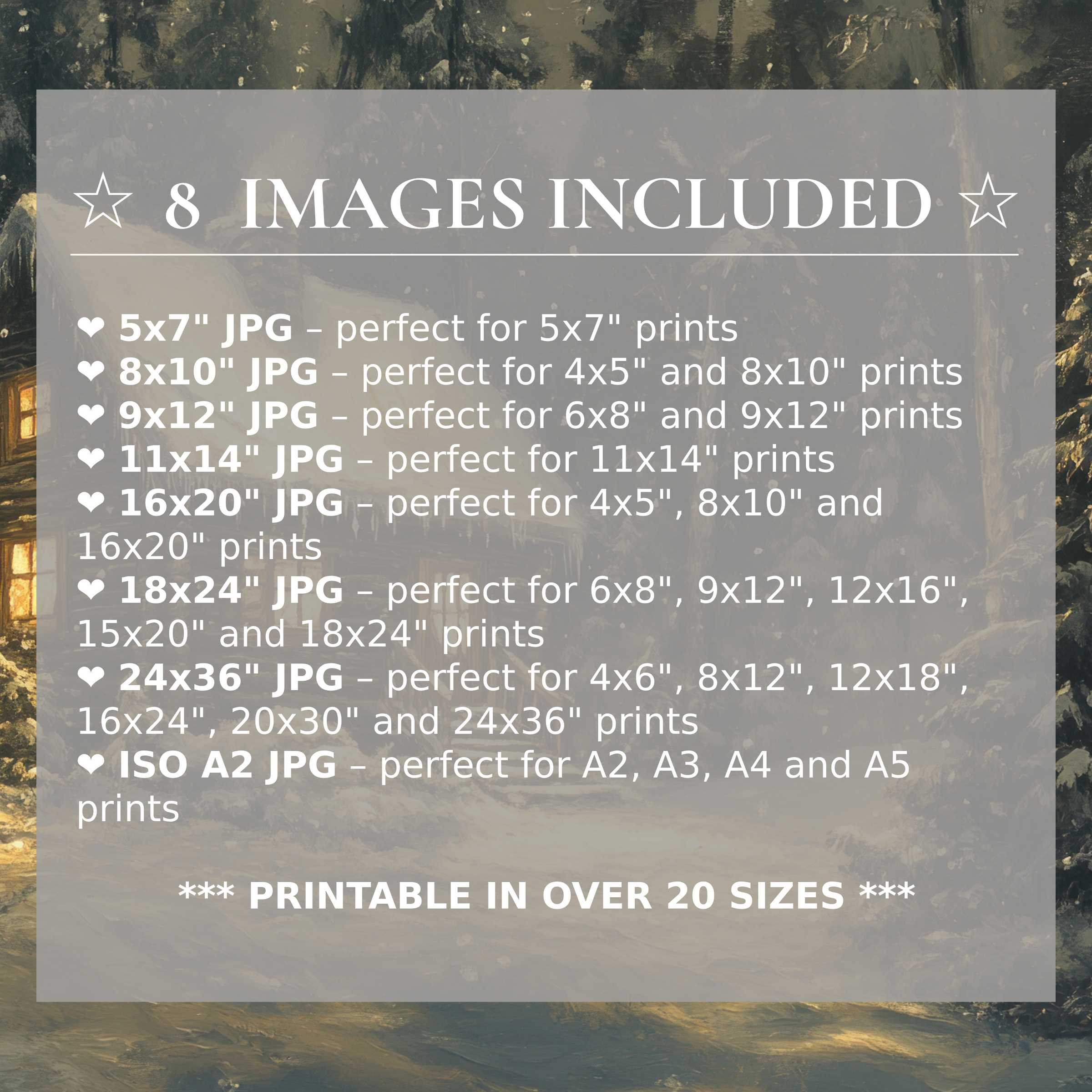 Enchanting Christmas digital print in deep forest greens and warm golden hues, delivered in 8 high-quality sizes to elevate modern interiors with timeless elegance and versatile style