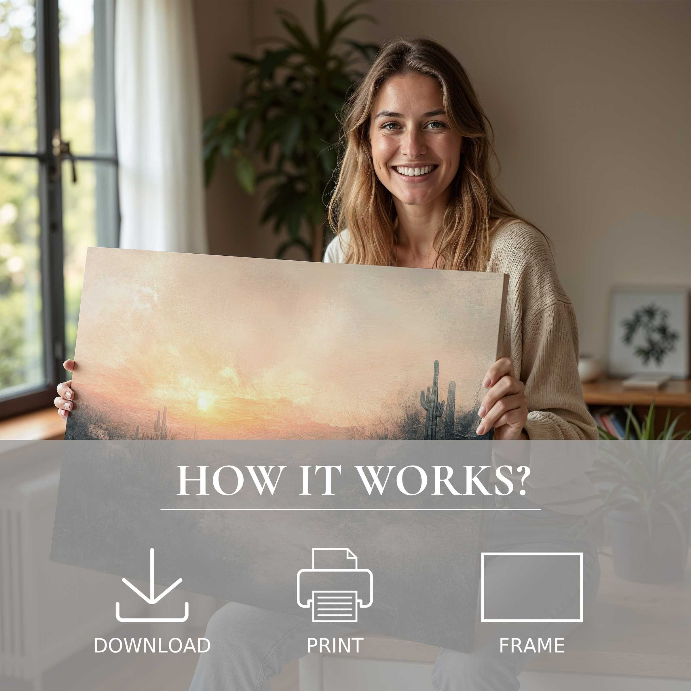 Warm vintage digital art print radiates calm, enriching a modern home with effortless elegance and heartfelt connection