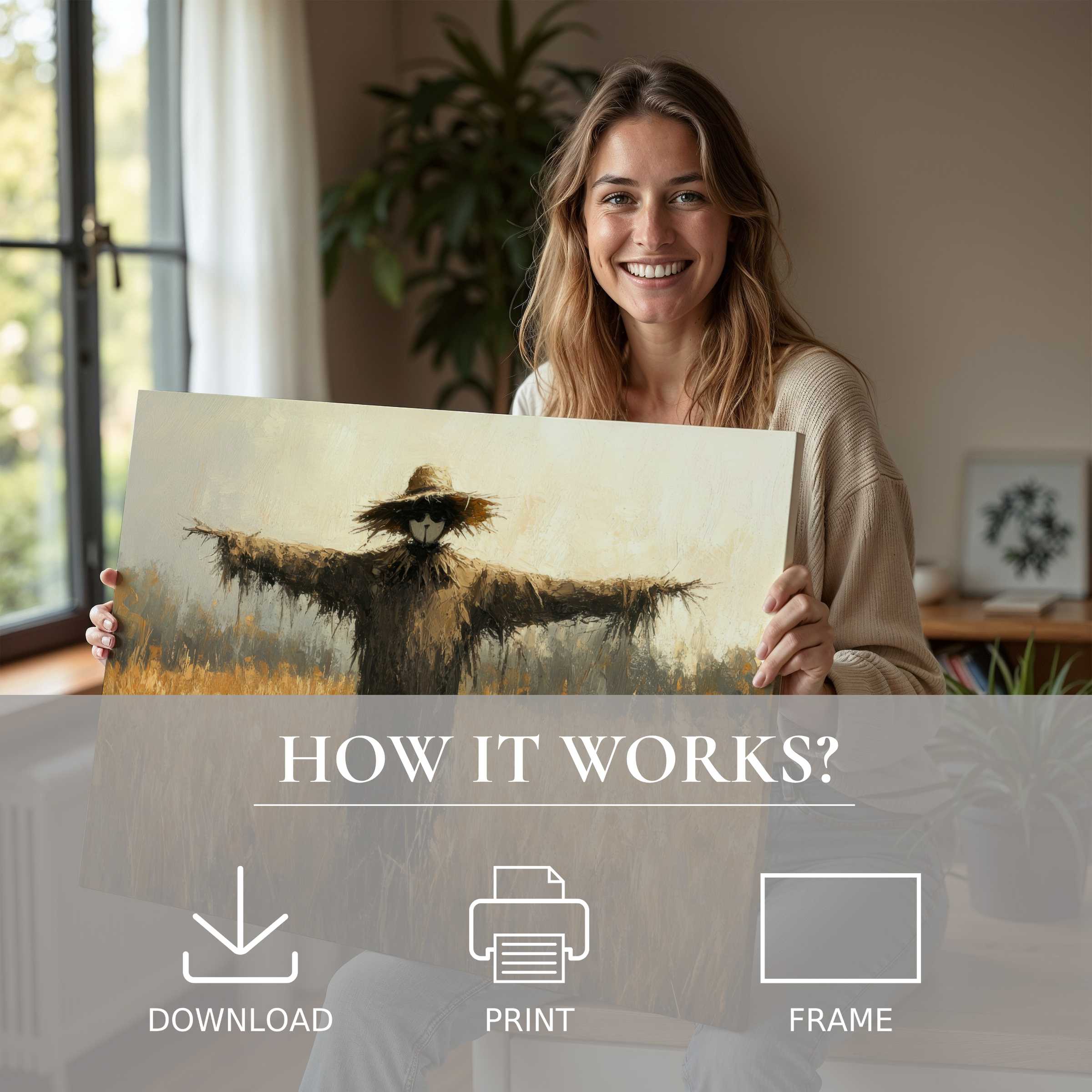 A radiant moment of joy and connection with a fall digital art print, enriching a modern home’s serene ambiance