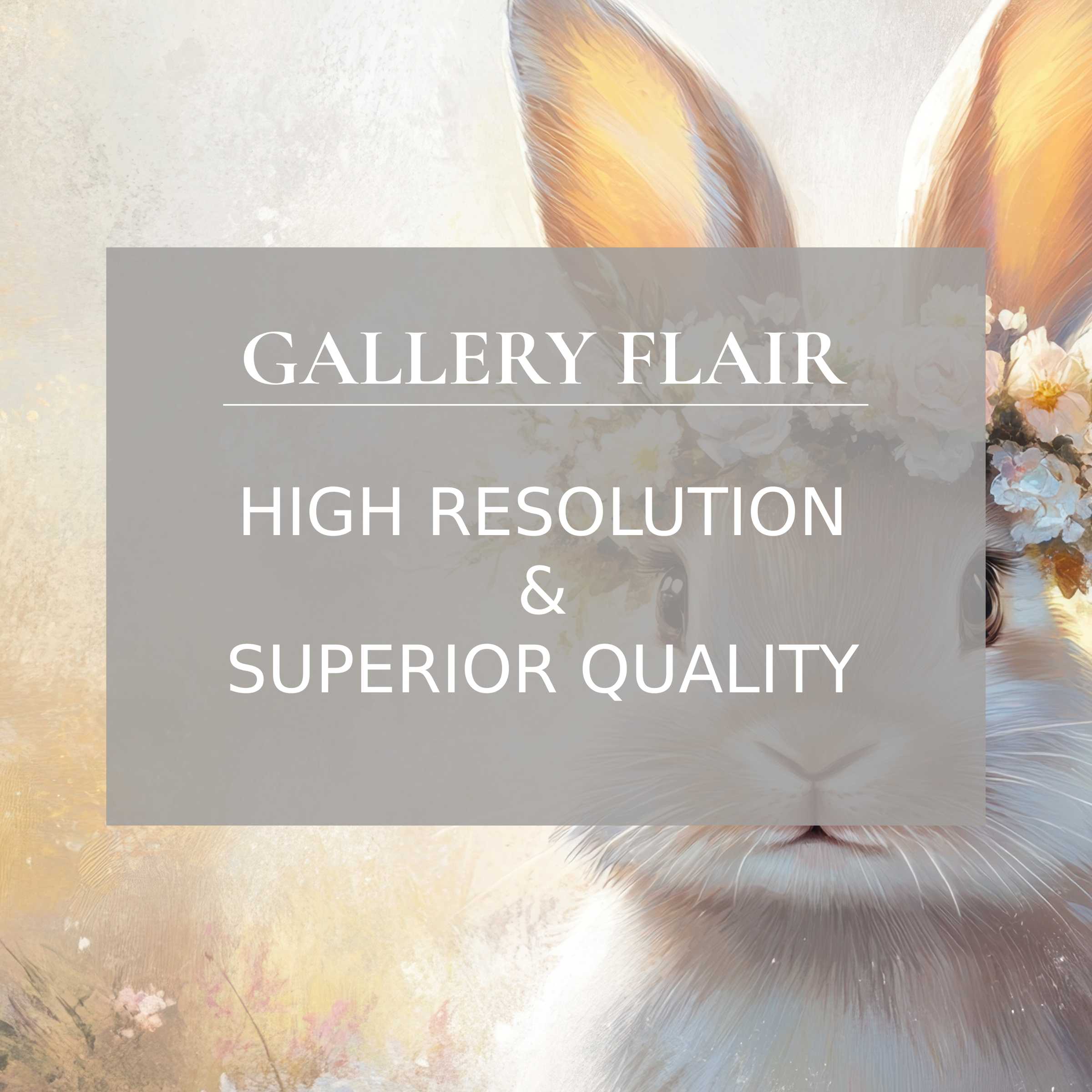 Elegant high-resolution easter Frame TV picture featuring a softly detailed bunny with floral accents for refined decor