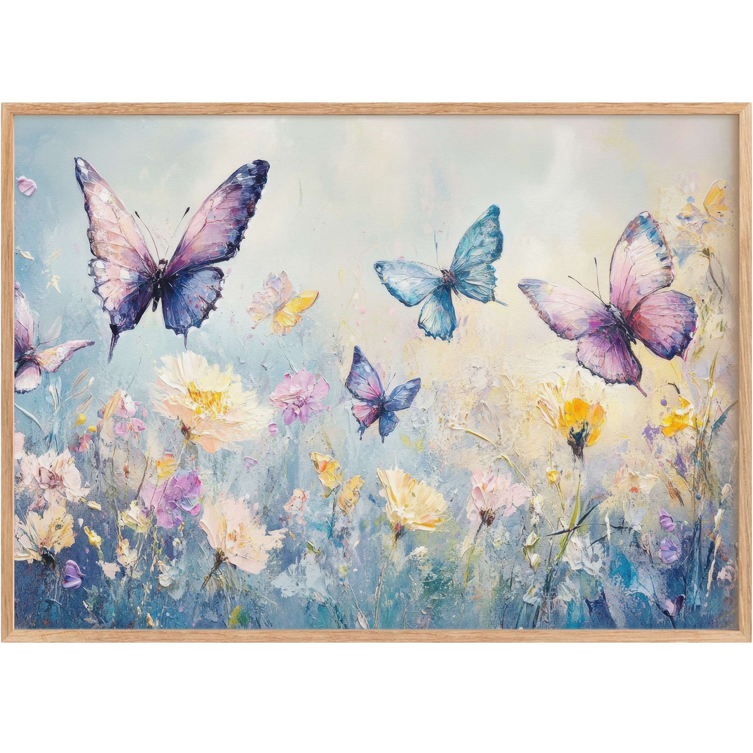 Elegant nursery printable wall art with soft pastel butterflies and blossoms, evoking a serene, dreamy ambiance