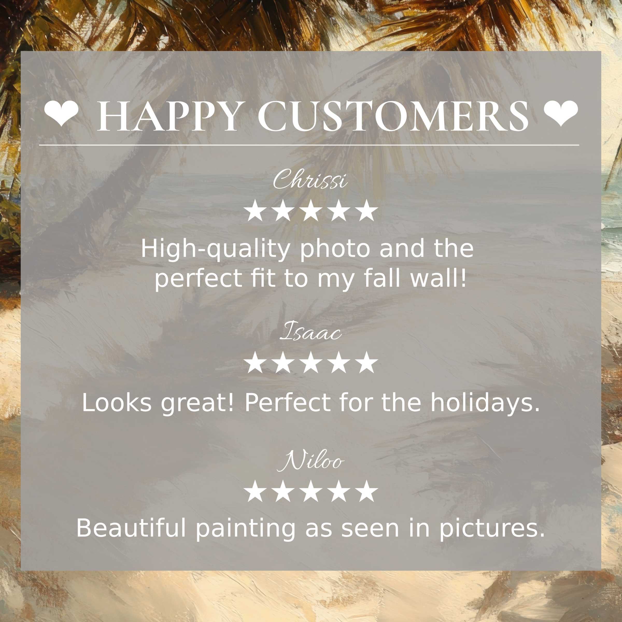 Elegant beach art for Frame TV with abstract sunset hues; happy customer reviews build trust and style appeal