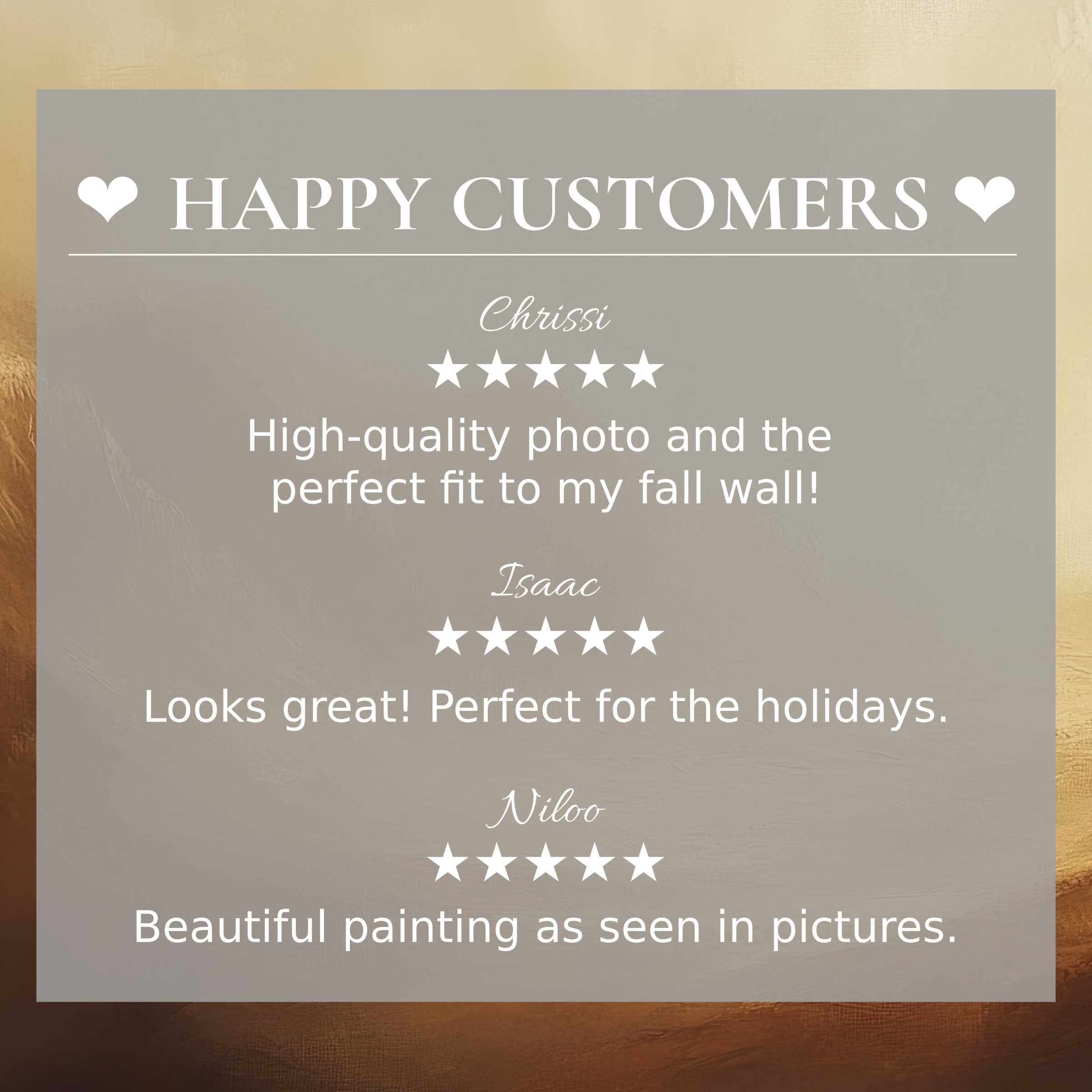 Elegant landscape art for Frame TV with abstract sunset tones; happy customer reviews build trust and highlight quality
