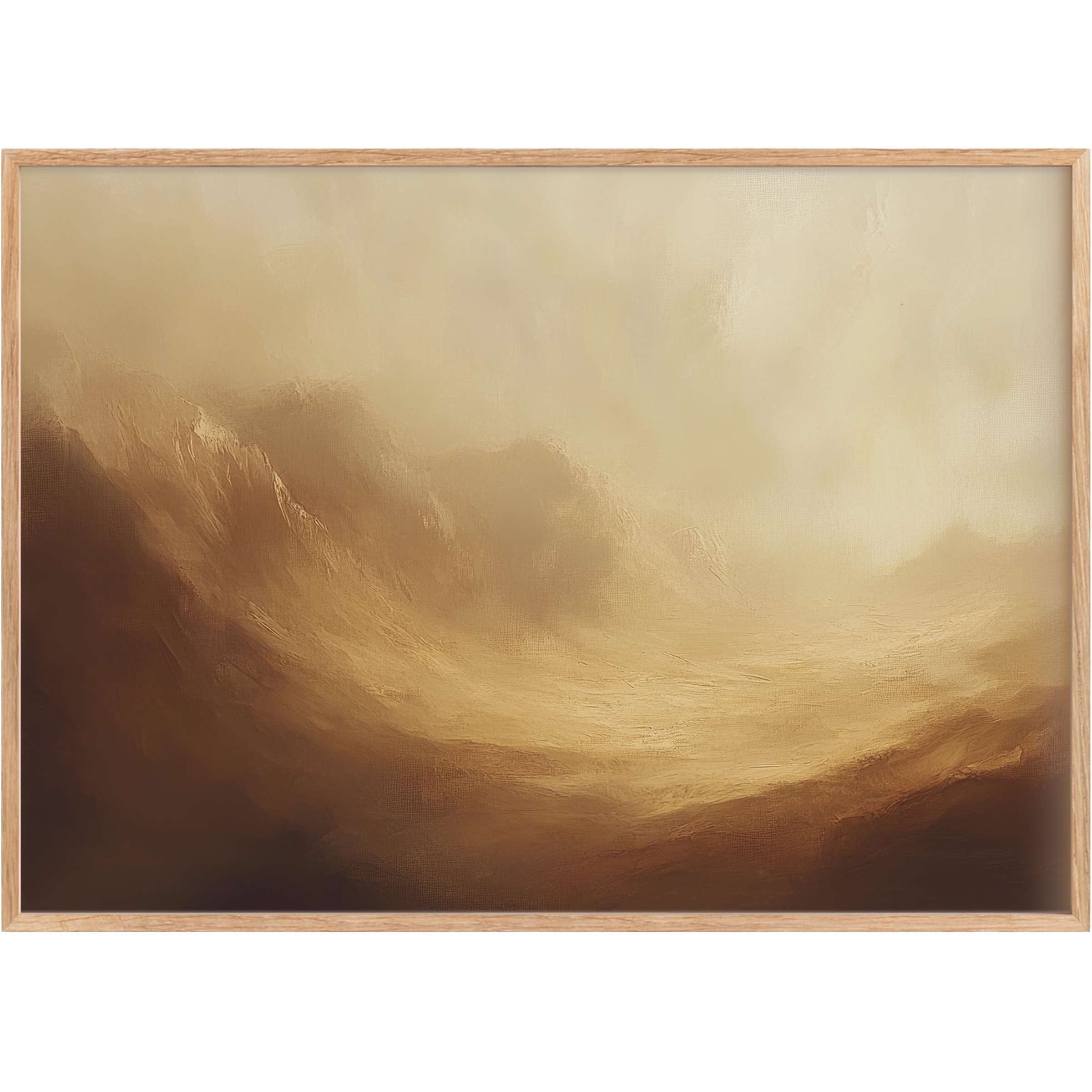 Serene landscape printable wall art in warm sepia tones, evoking calm sophistication and timeless elegance