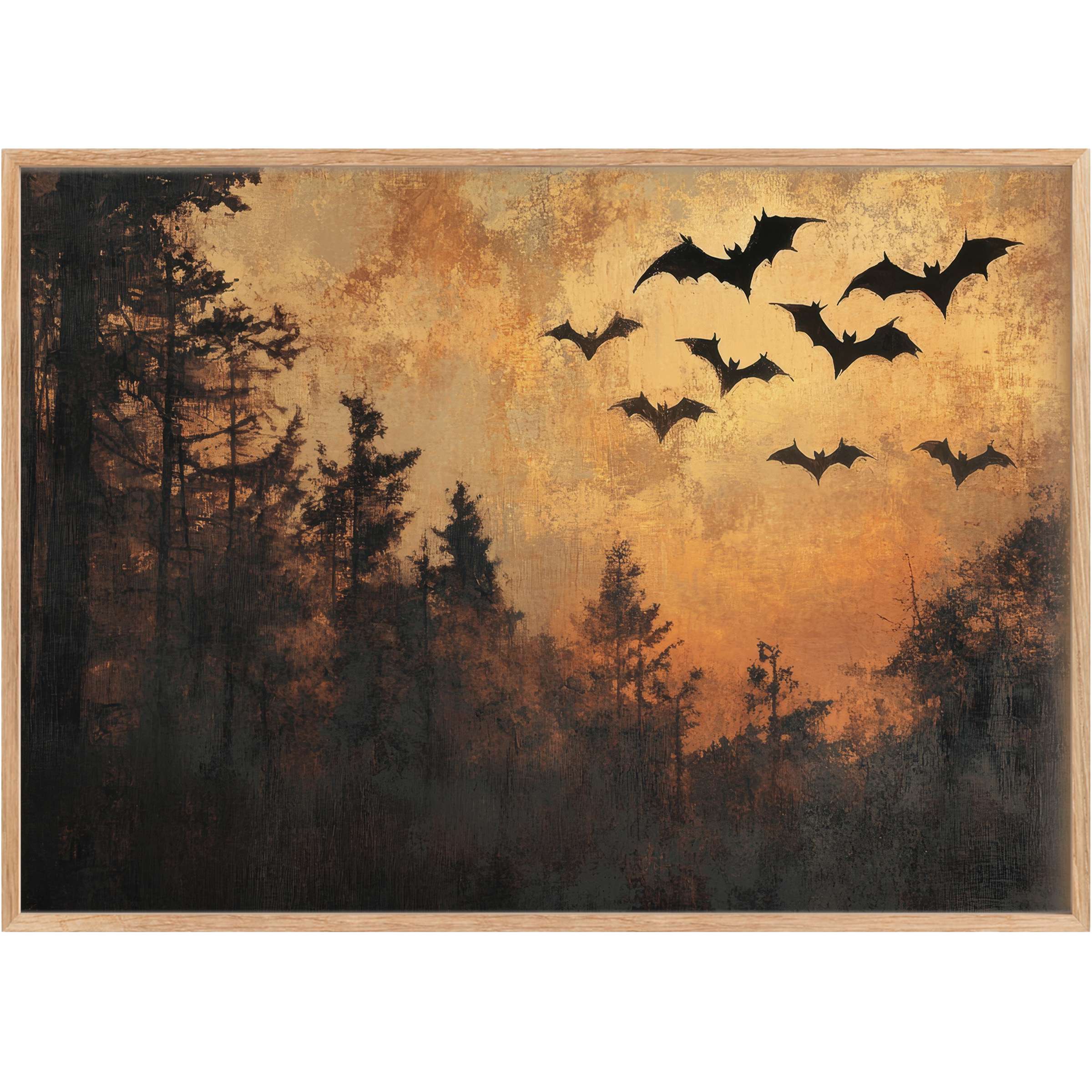Evoke mysterious autumn evenings with this halloween printable wall art, blending deep shadows and warm amber skies for a bold, haunting ambiance