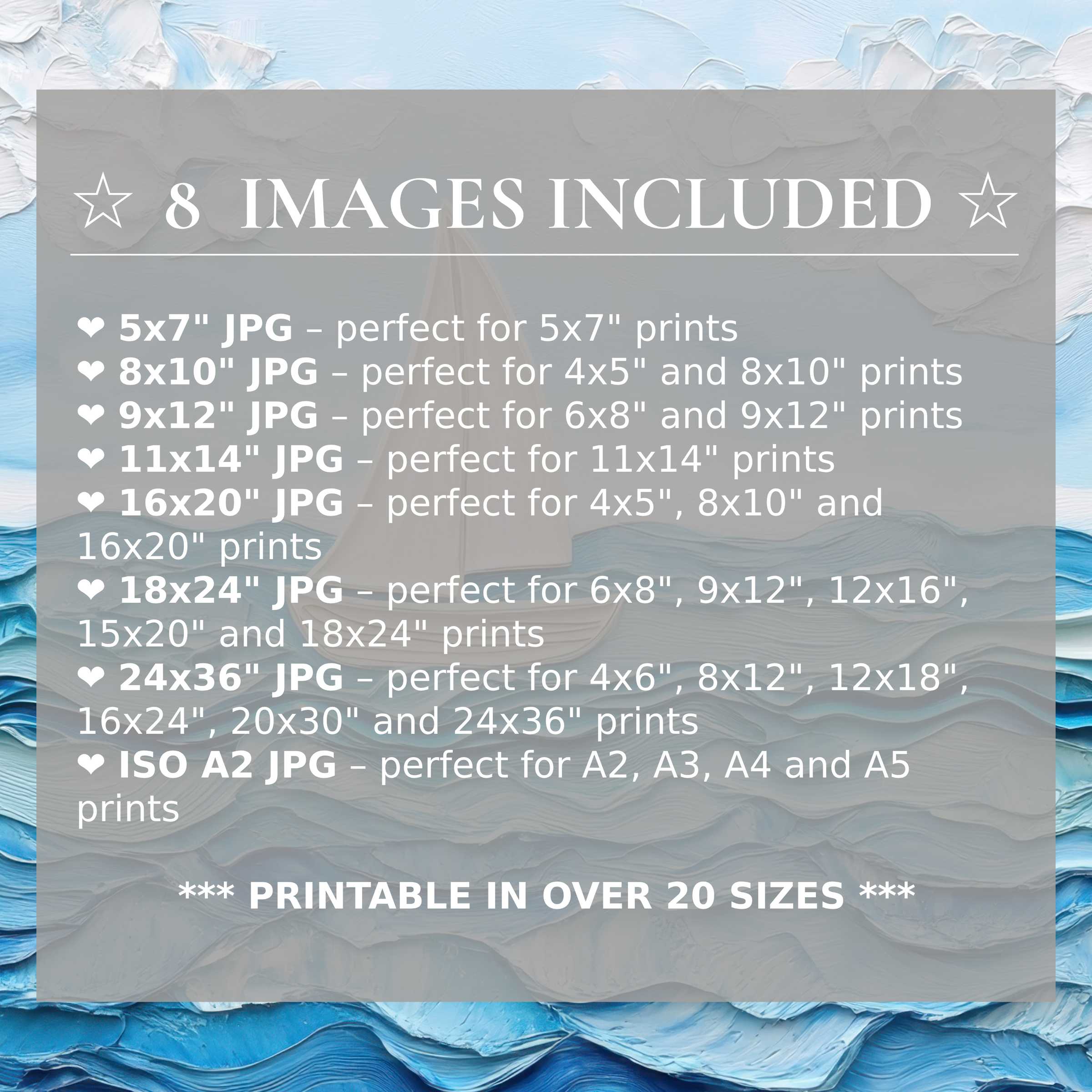 Nursery digital print in soothing blues and creams, radiating calm luxury; includes 8 high-res sizes for versatile modern interiors