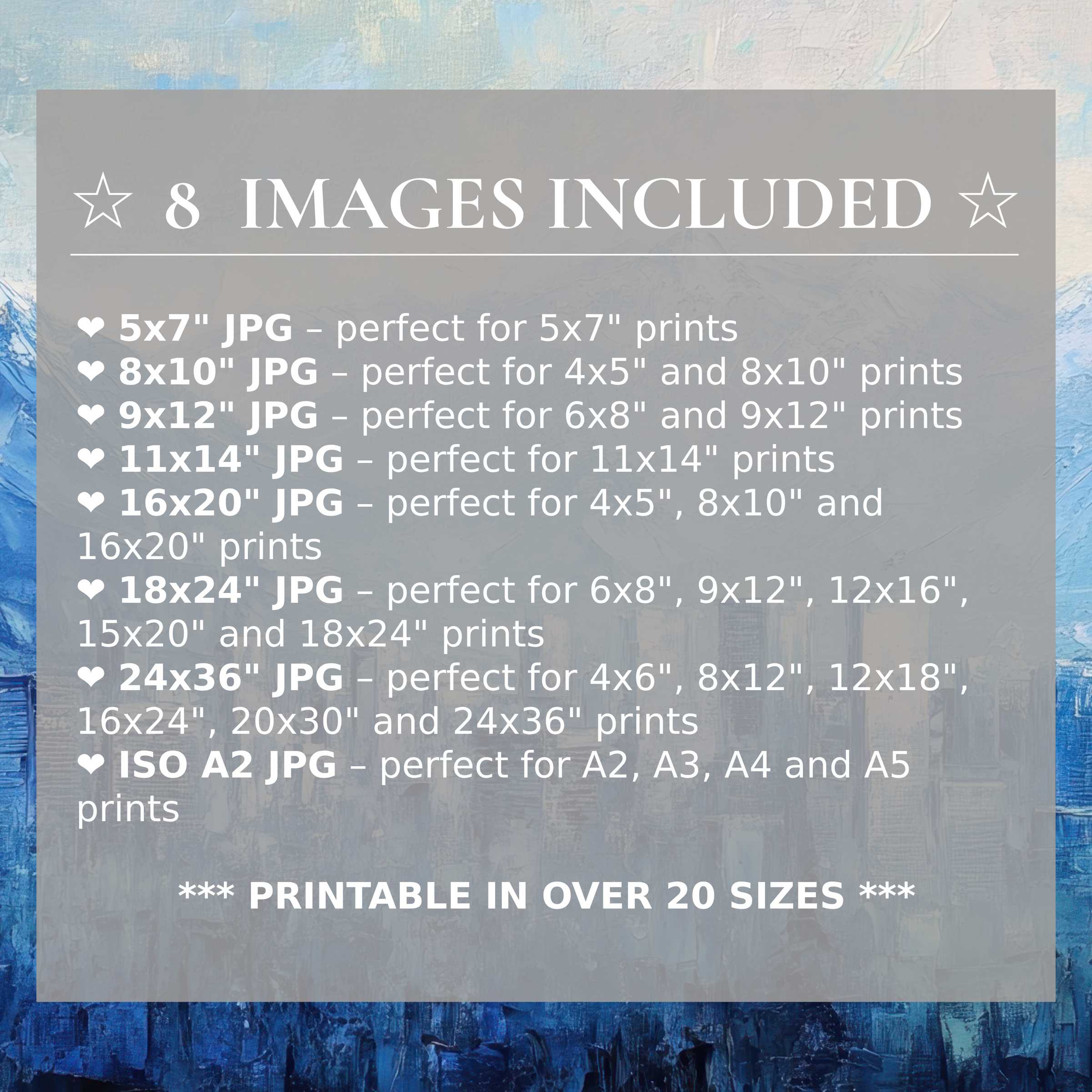 Urban digital print in calming blue and soft beige tones, offered in 8 high-quality sizes, perfect for elevating modern interiors