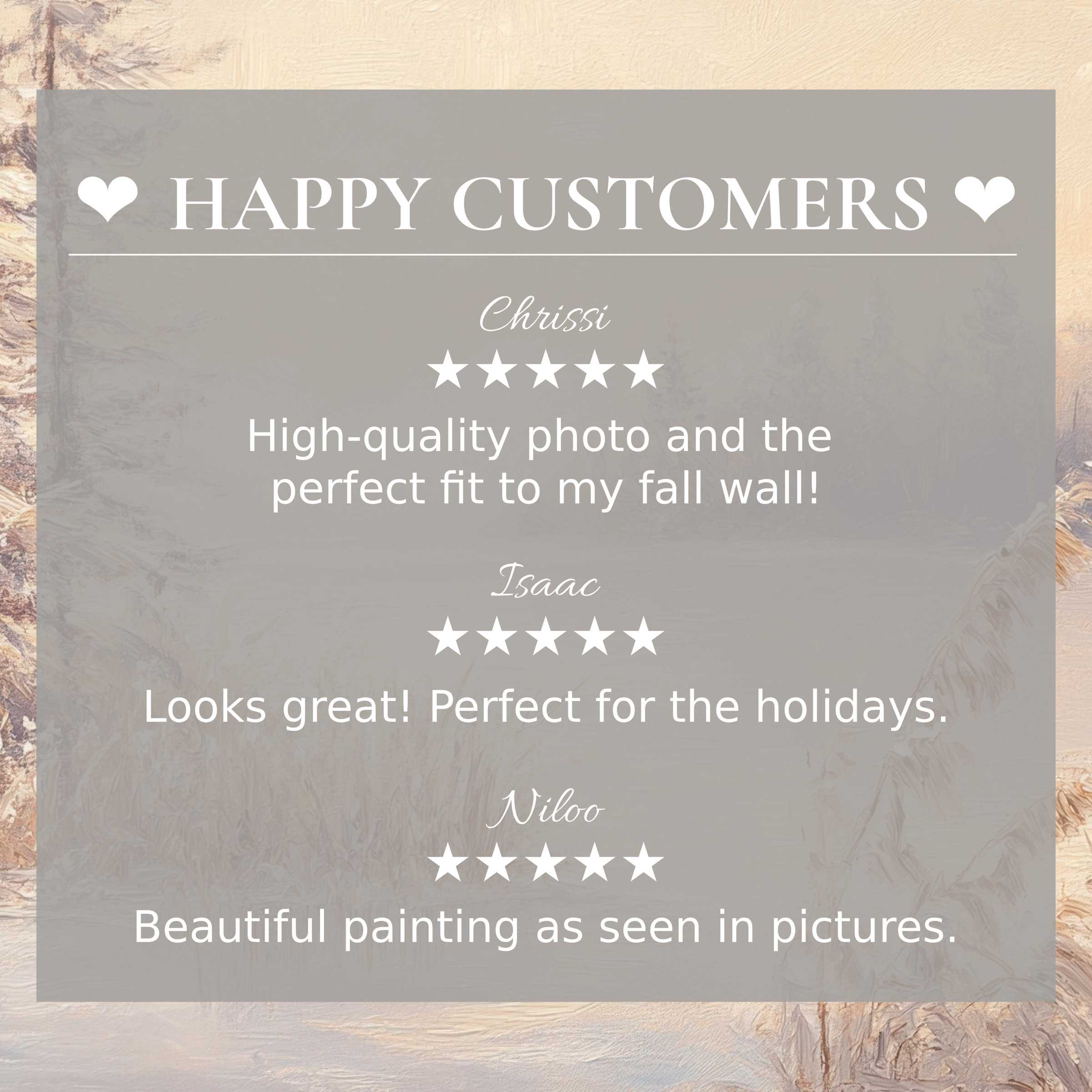 Refined winter art for Frame TV with soft sunset hues, highlighting happy customer trust and elegant home style