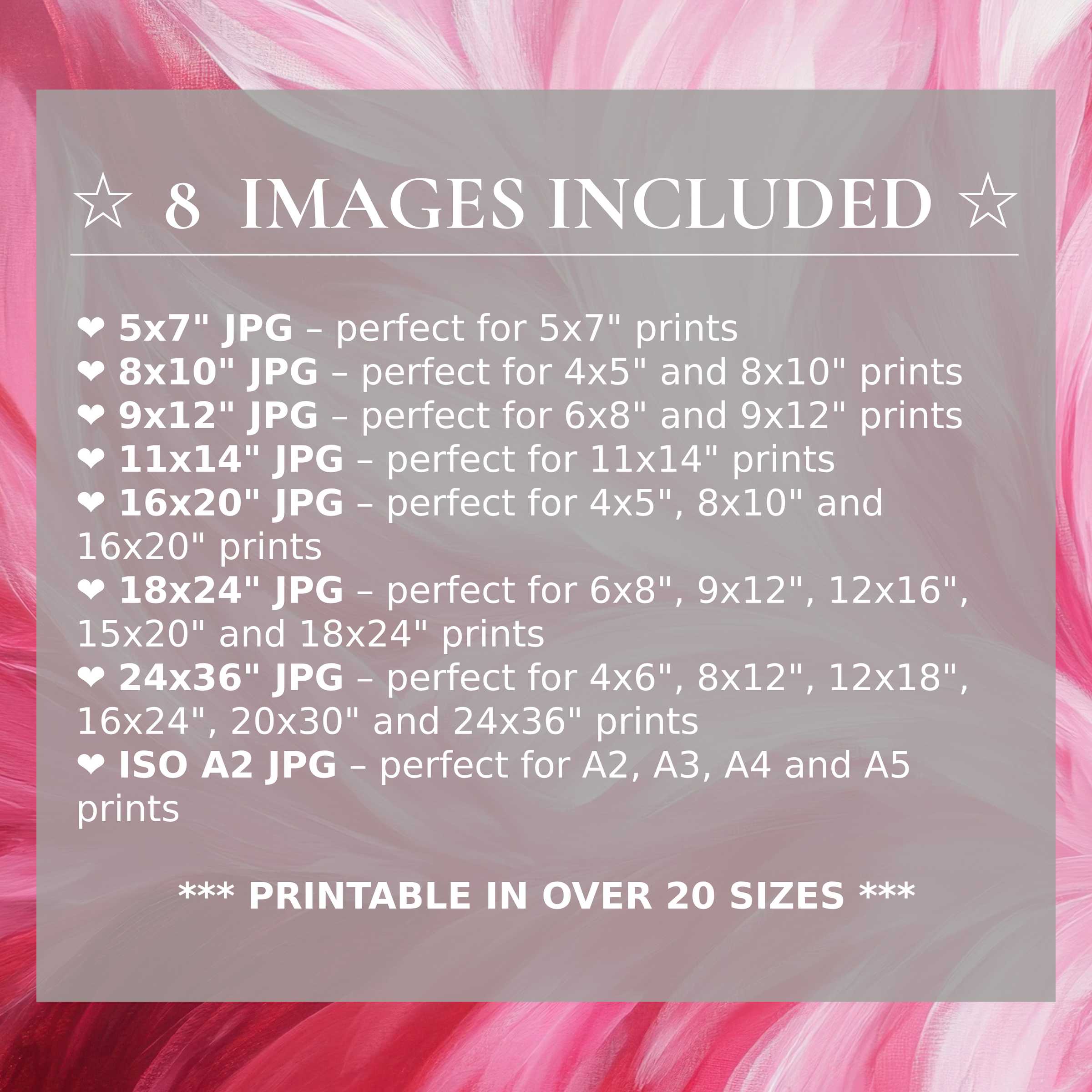 Radiant pink and soft coral abstract digital print evokes bold elegance, included in 8 high-quality sizes to refine modern interiors