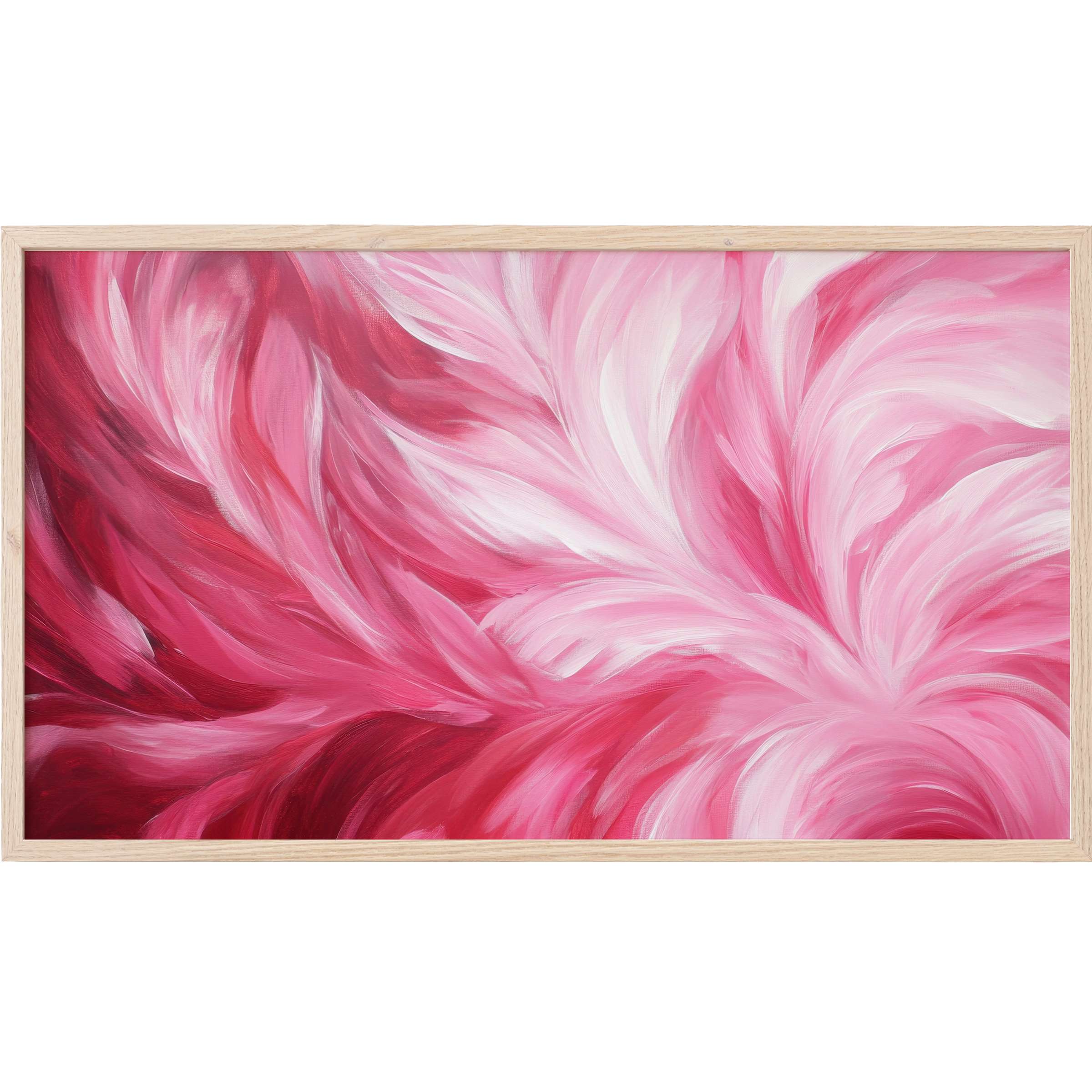 Vibrant pink and crimson swirls blend seamlessly in this elegant abstract Frame TV Art for stylish interiors