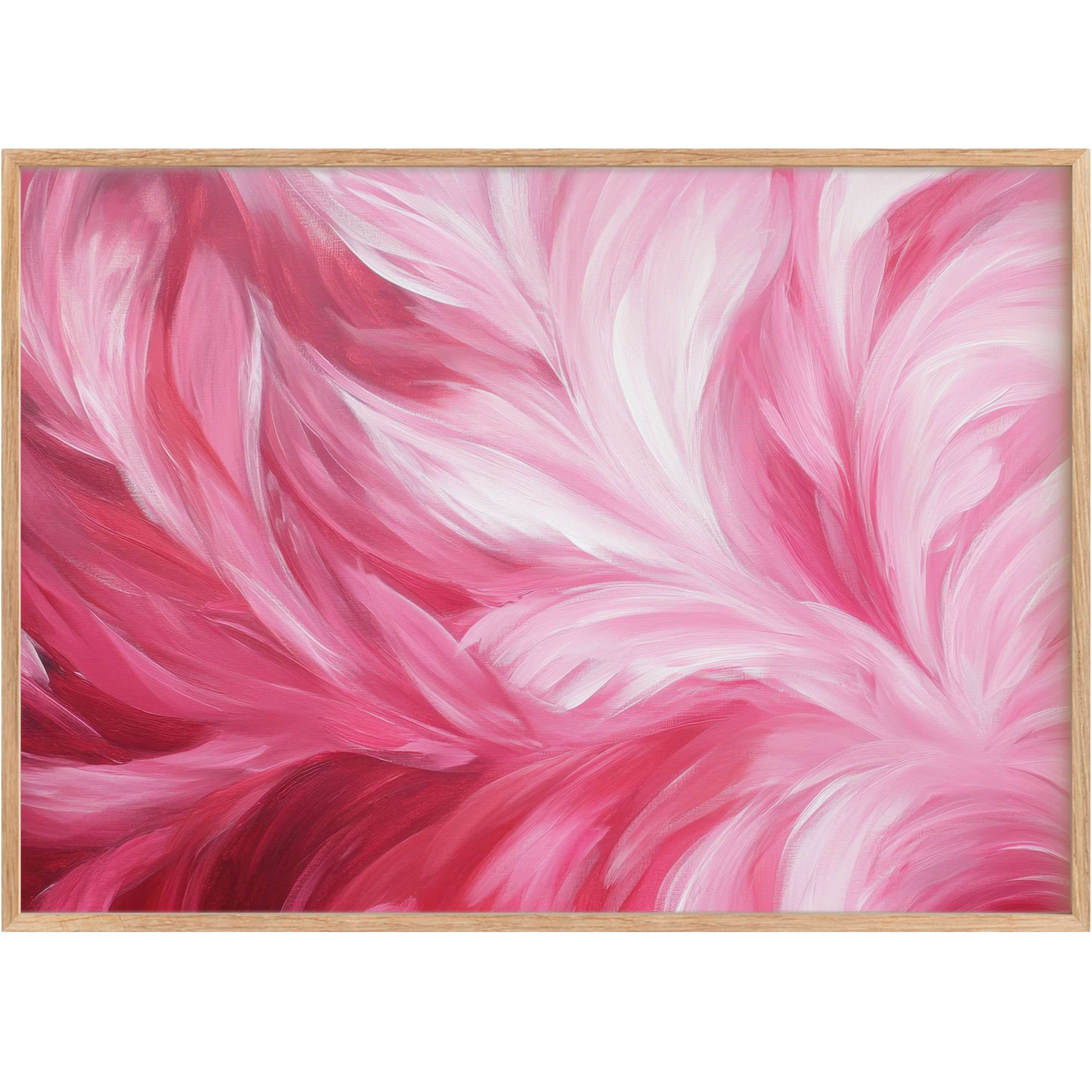 Lush abstract printable wall art in vibrant pinks and soft whites, evoking a radiant, uplifting ambiance for chic interiors