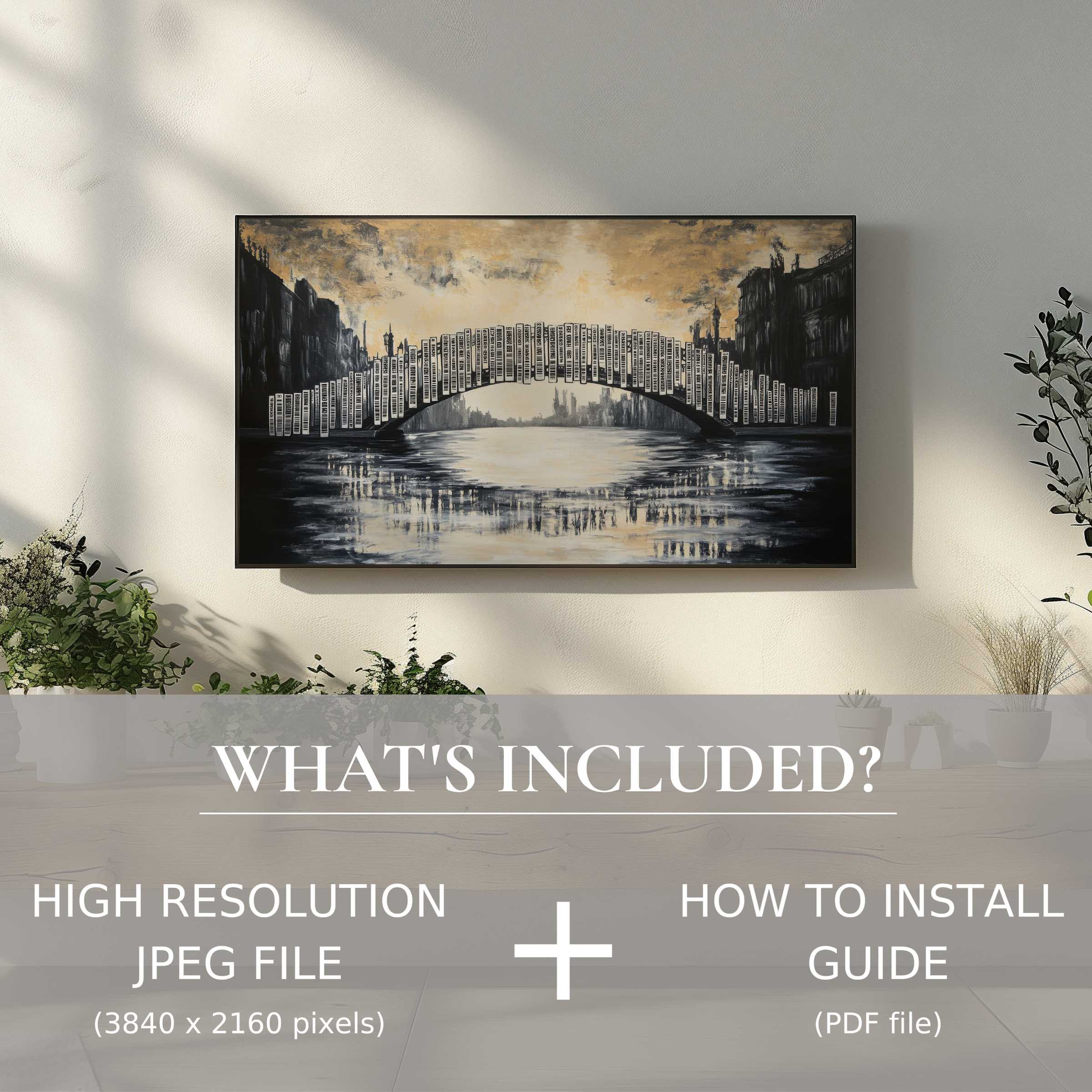 Elegant street art digital TV art download enhances modern living spaces with easy digital use and high-resolution file