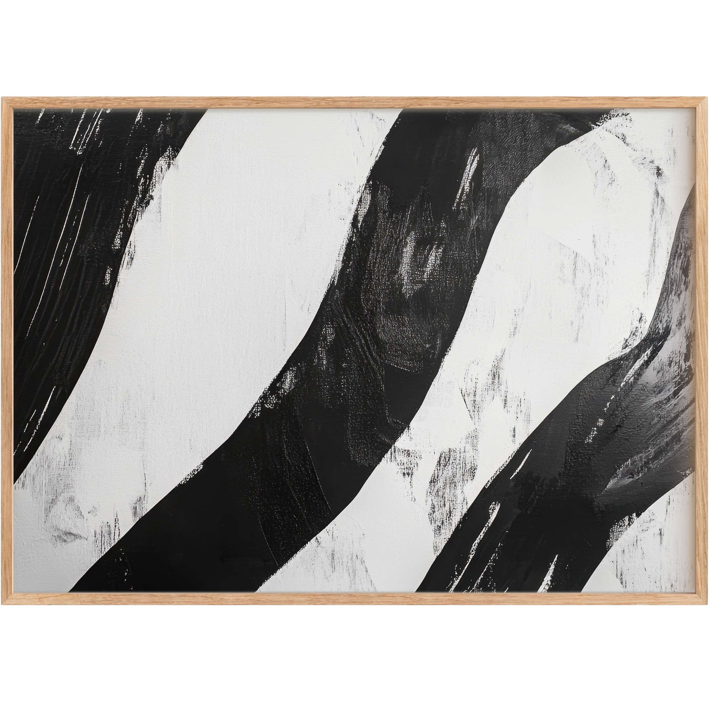 Bold black and white printable wall art with sweeping strokes, creating a dynamic, modern ambiance for chic interiors