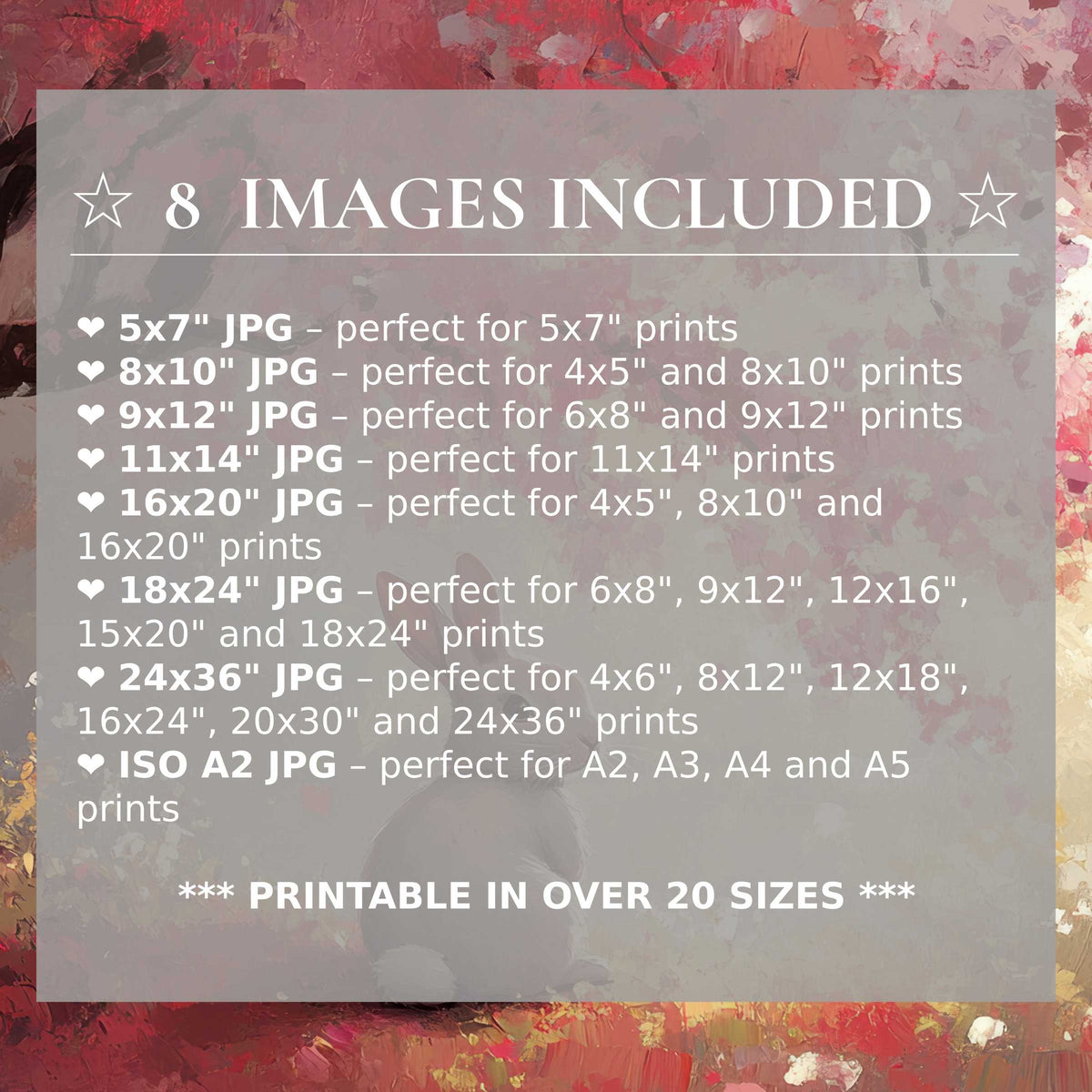 Easter digital print in radiant reds and soft pinks, delivered in 8 curated high-quality sizes to elevate modern interiors