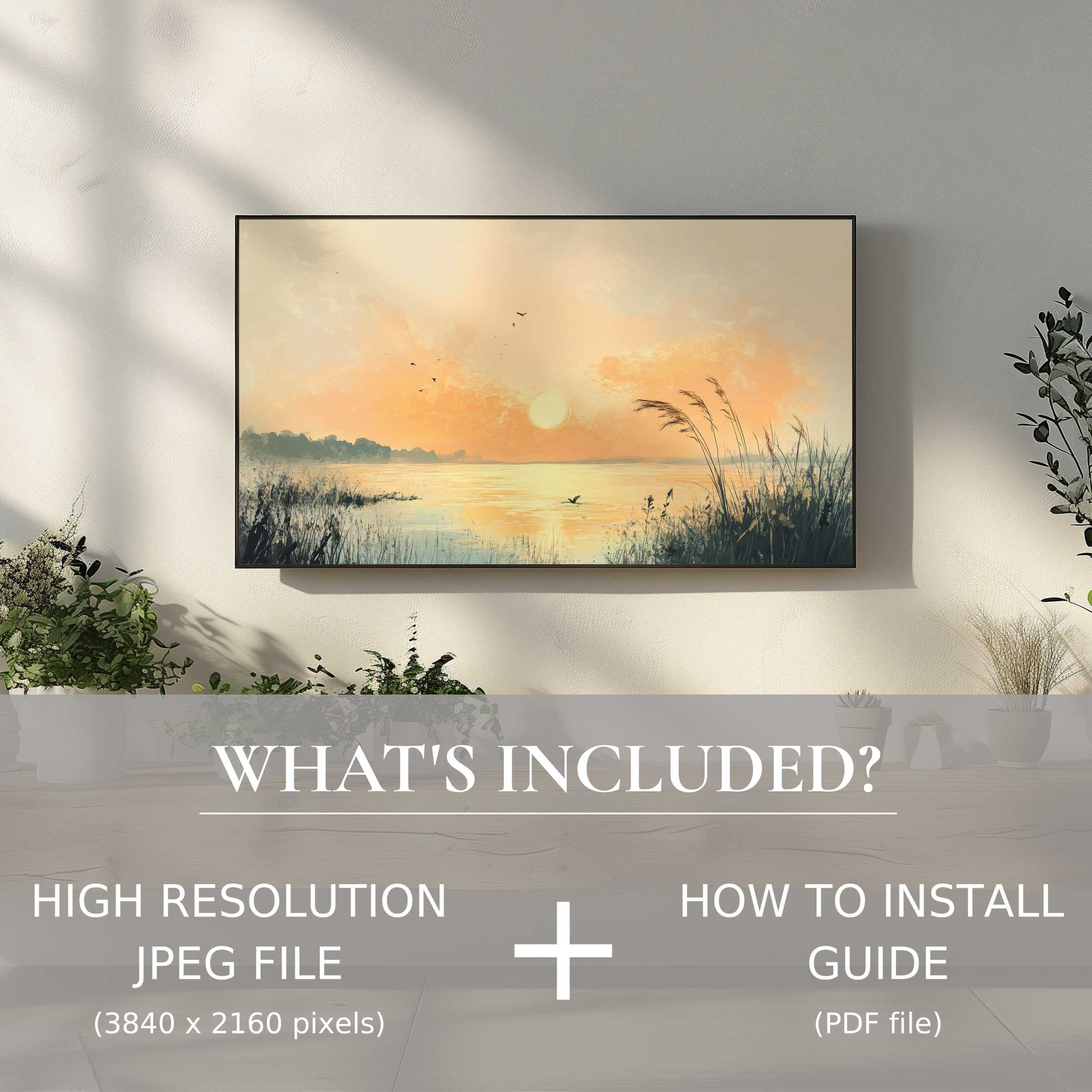 Elegant coastal digital TV art download with easy digital use, enhancing your living space with serene ocean hues