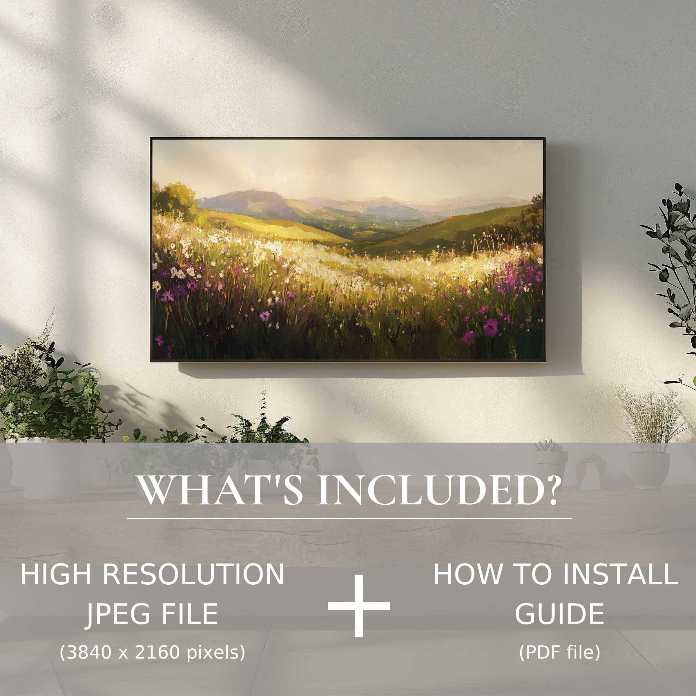 Elegant landscape digital TV art download, easy to use, enhancing modern living spaces with vibrant nature scenes