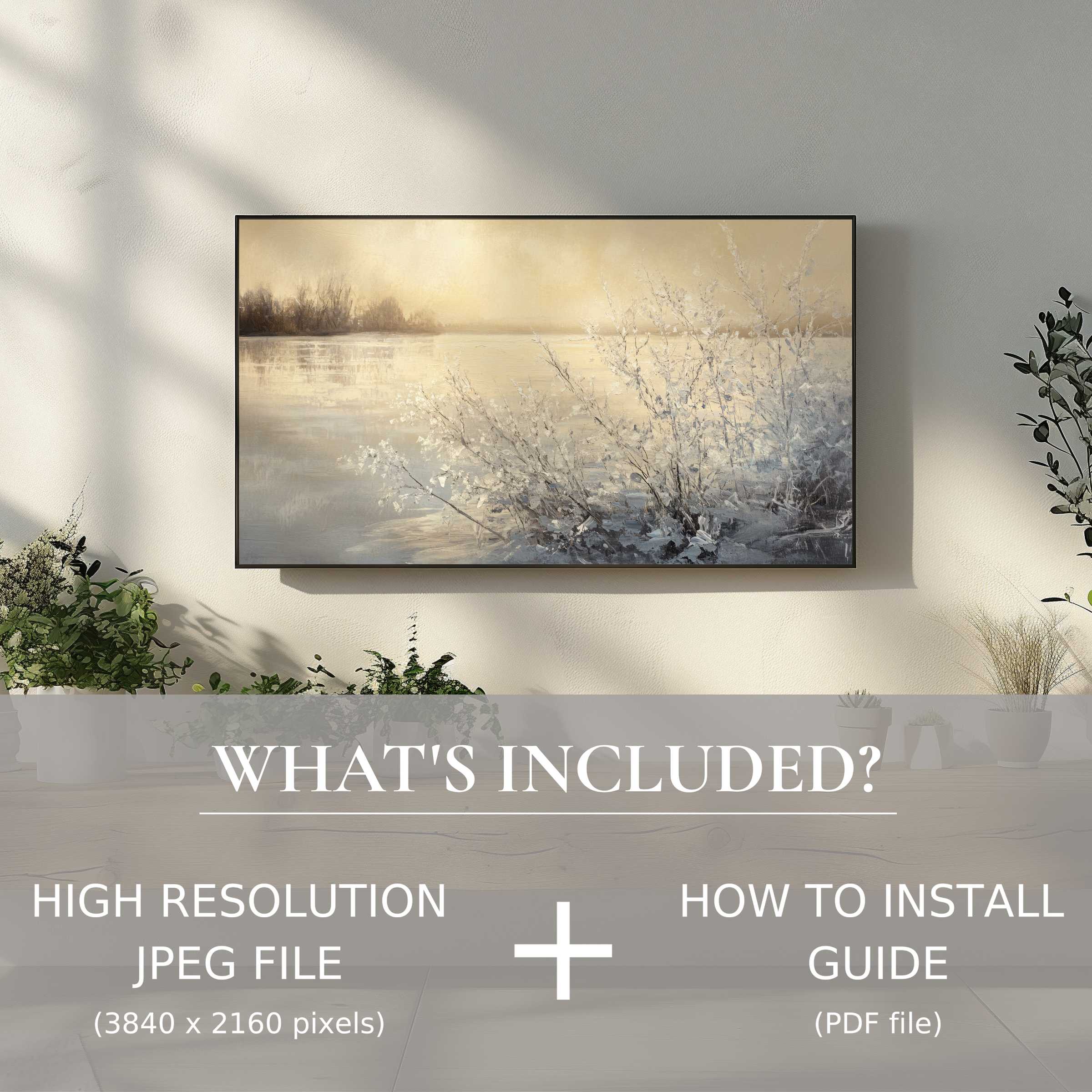 Elegant winter digital TV art download elevates your space with ease - high-res file and install guide included