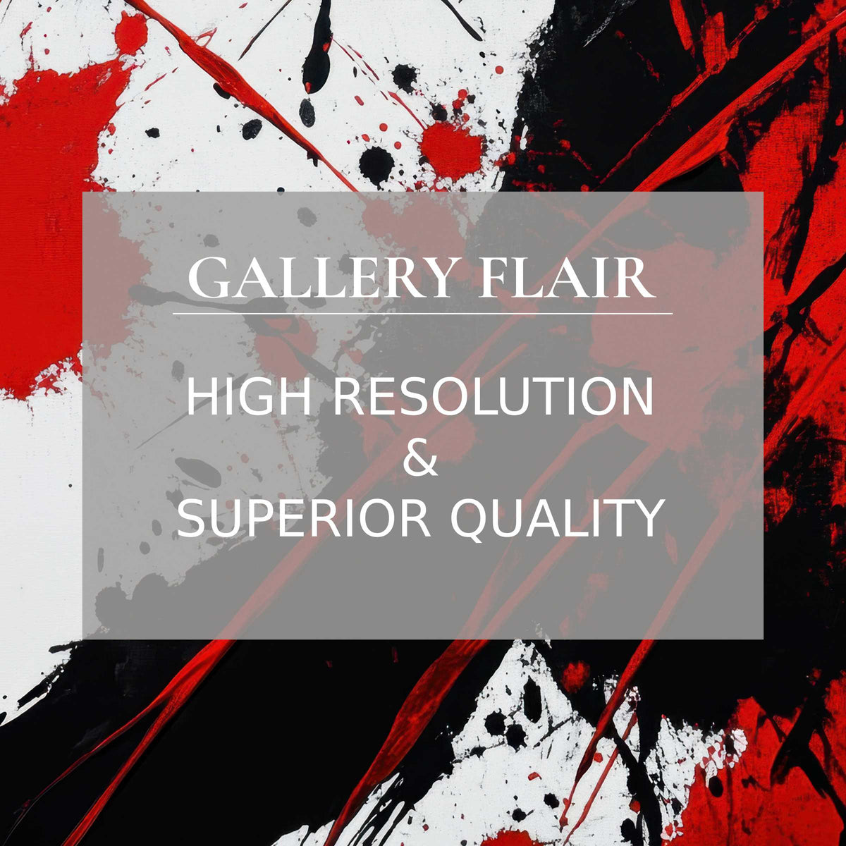 Elegant abstract Frame TV picture with striking red, black, and white splashes, showcasing sharp resolution and refined clarity
