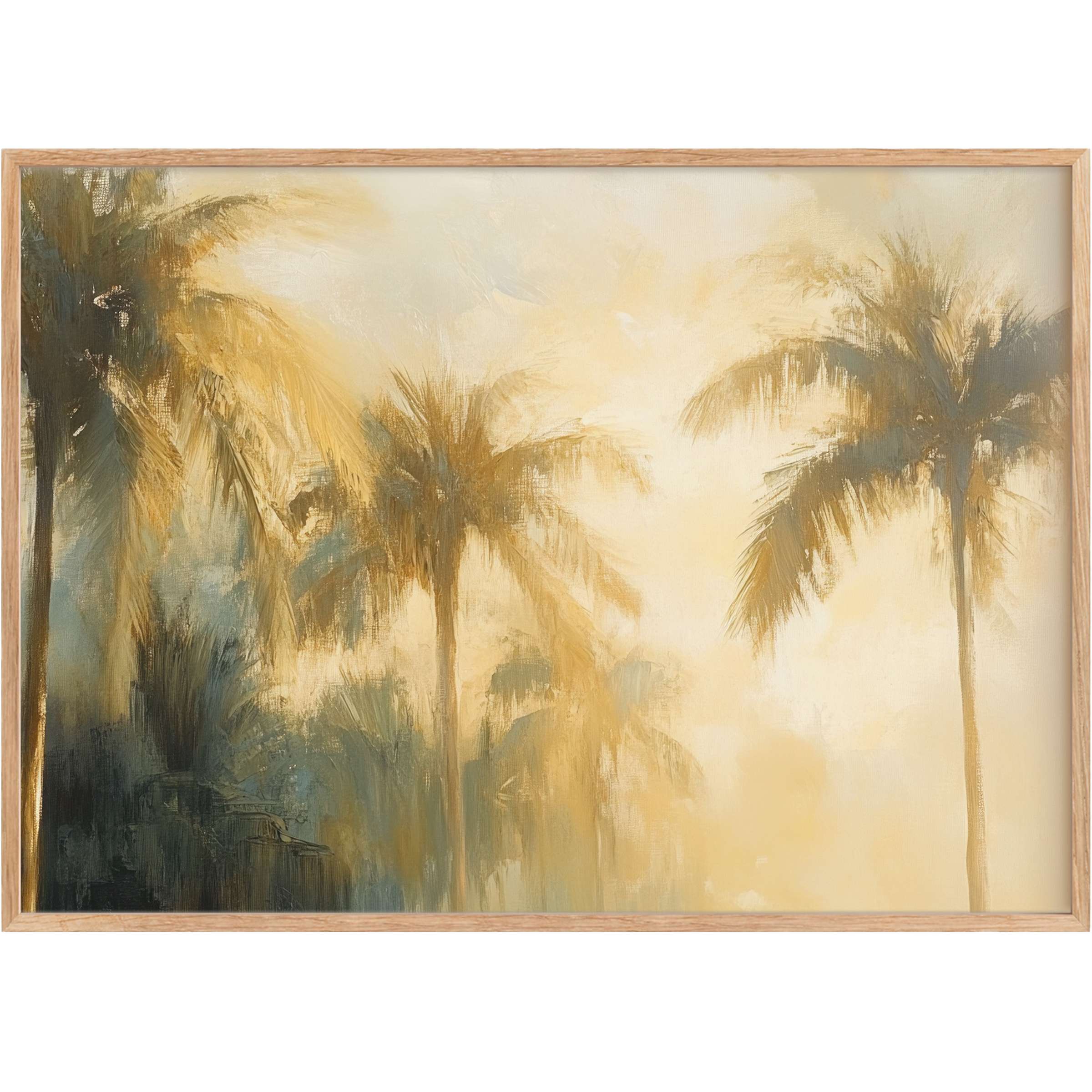 Sun-drenched palm silhouettes in golden hues create a radiant, tranquil mood-perfect summer printable wall art for chic interiors