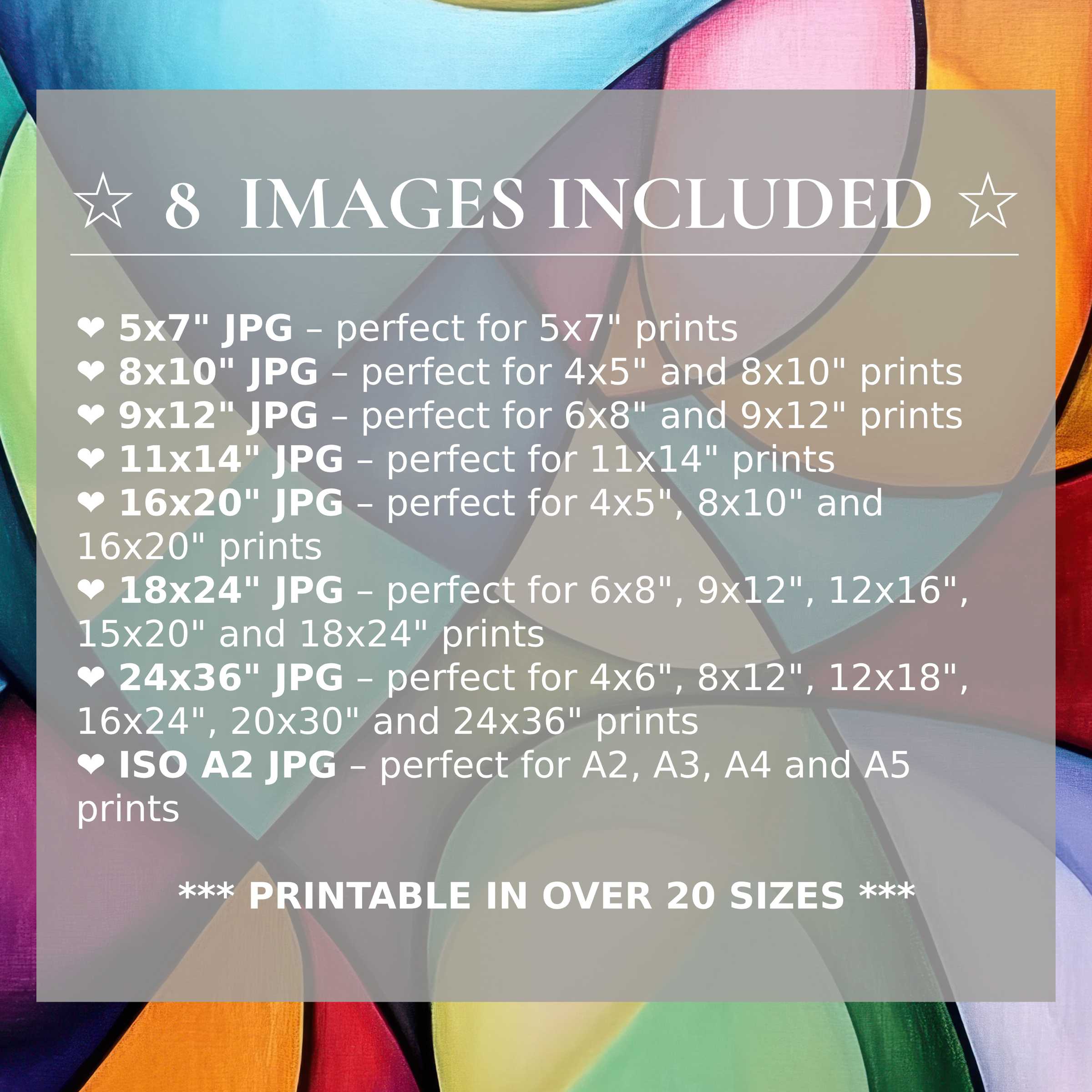 Radiant abstract digital print in vibrant blues, reds, and golds, offered in 8 high-quality sizes to elevate modern interiors with timeless style and versatile elegance