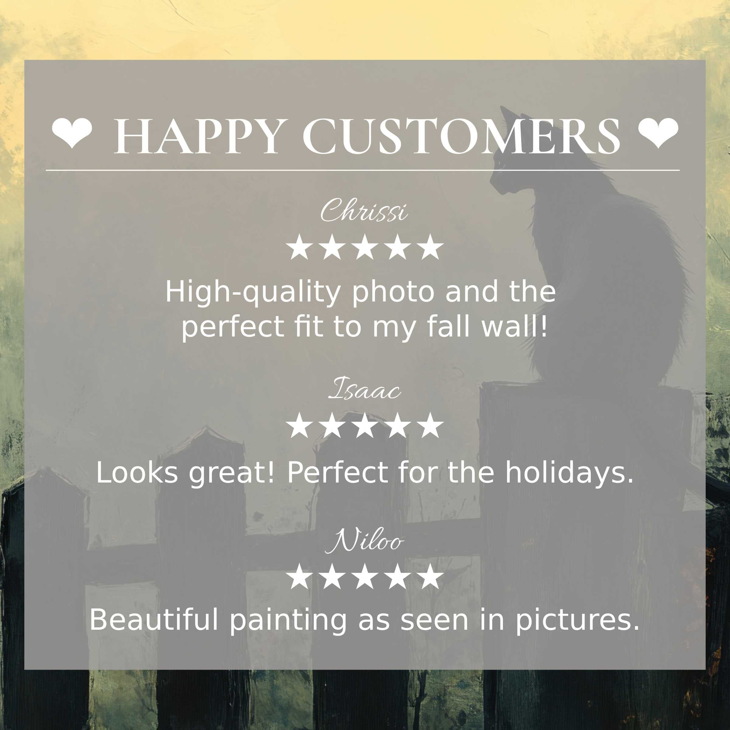 Elegant halloween art for Frame TV with abstract dusk hues, showcasing happy customer reviews that build trust and style appeal
