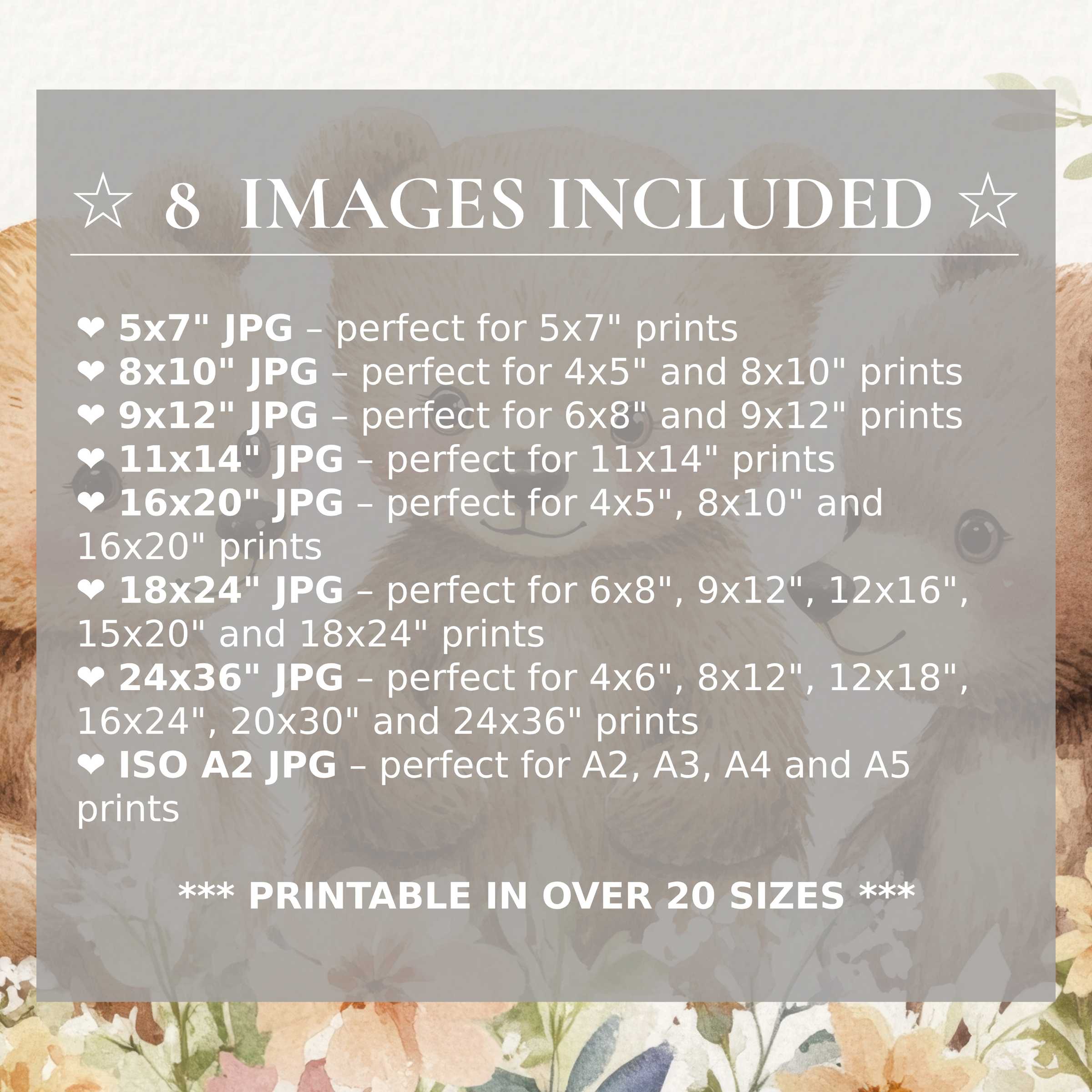 Radiant nursery digital print in soft browns and pastels, elevating modern interiors with 8 included premium sizes for versatile styling