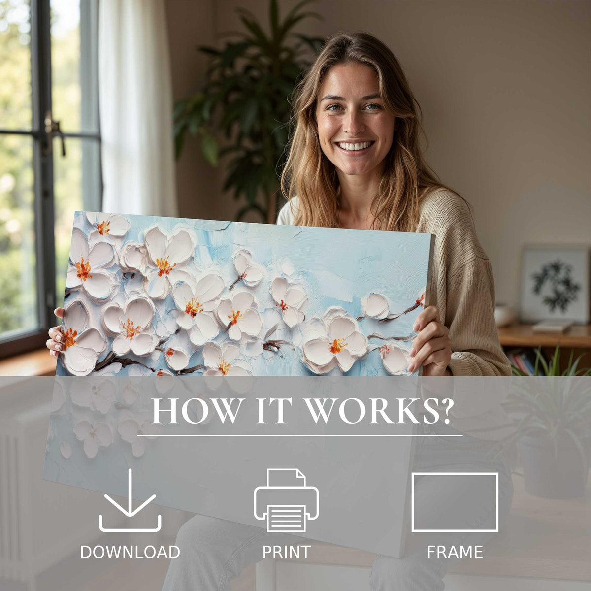 Radiate joy and connection with this botanical digital art print, bringing serene beauty and effortless elegance to modern living